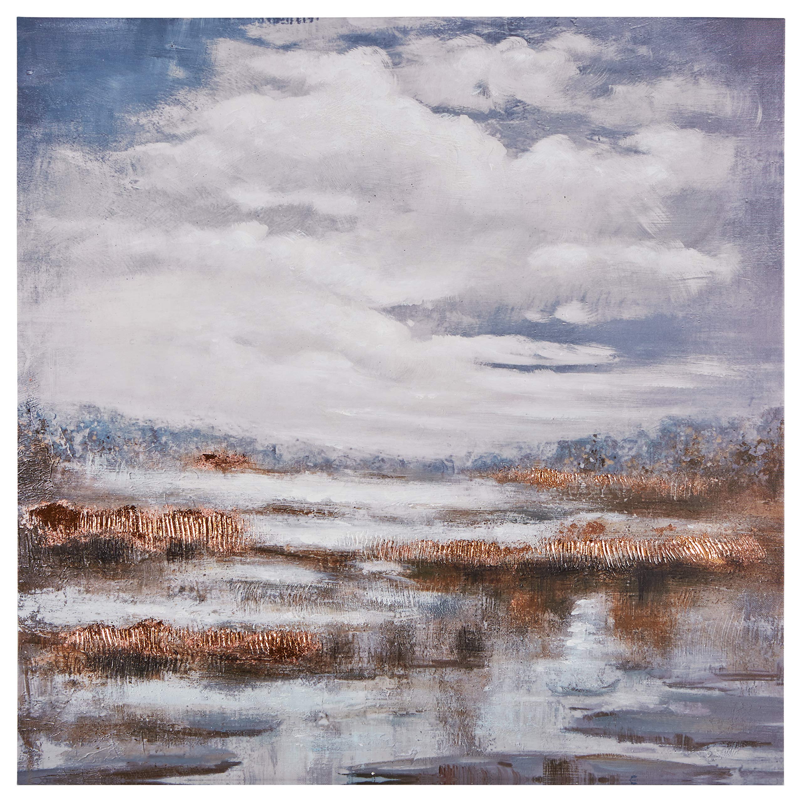 Amazon Brand – Stone & Beam Traditional Landscape Print with Copper Leaf Wall Art Decor on Canvas - 35" x 35"