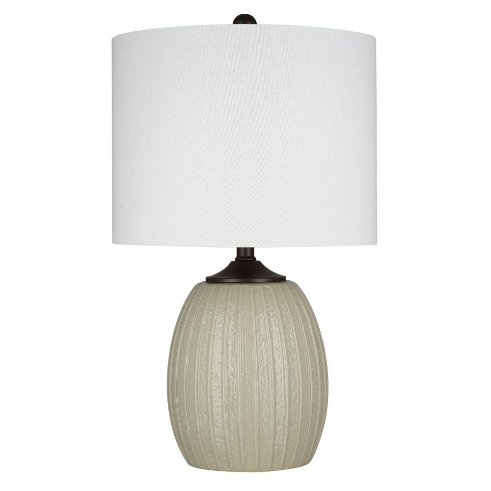 Amazon Brand – Ravenna Home Traditional Ribbed Ceramic Table Lamp, LED Bulb Included, 22.5"H, Gray