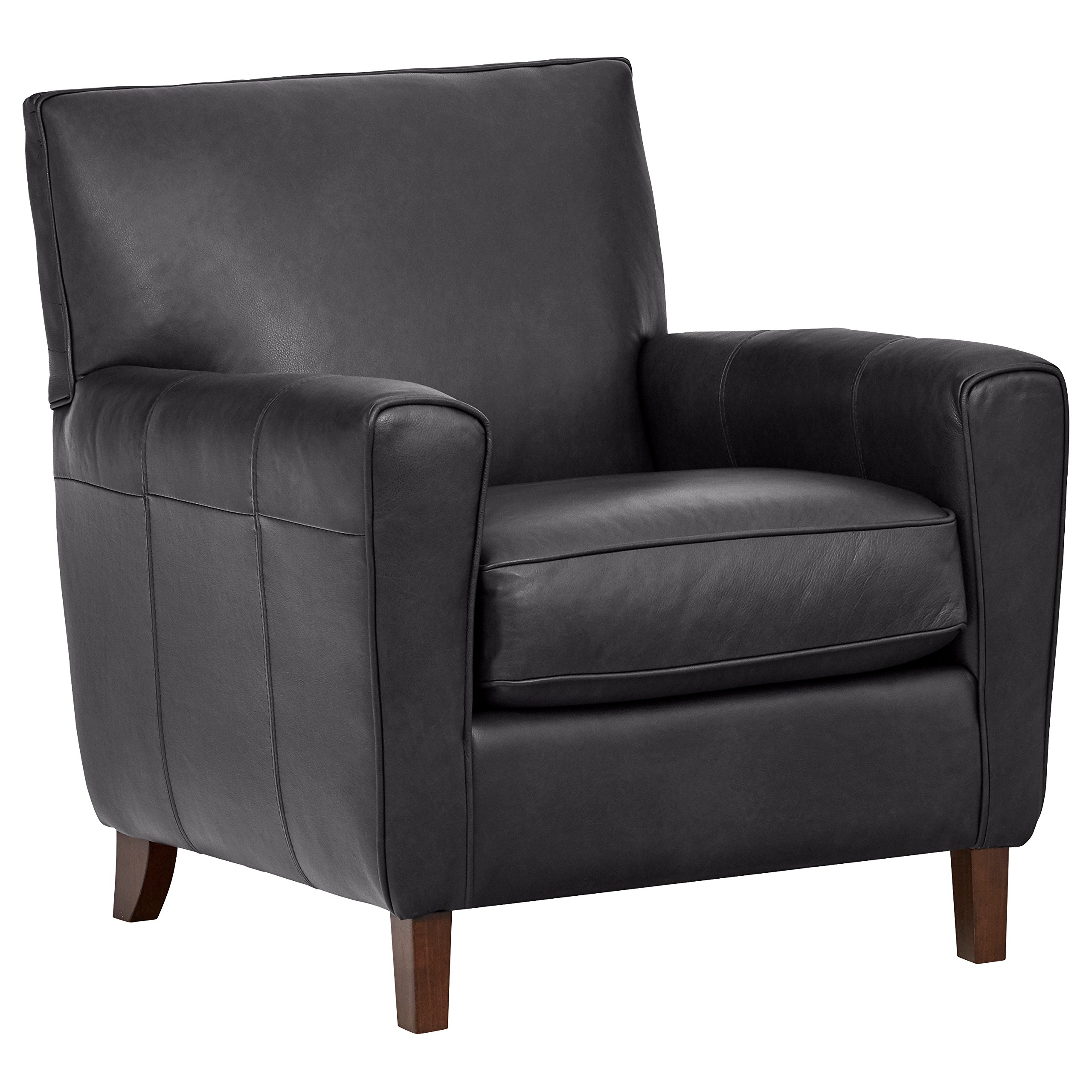 Amazon Brand – Rivet Lawson Modern Angled Leather Chair, 33"W, Charcoal