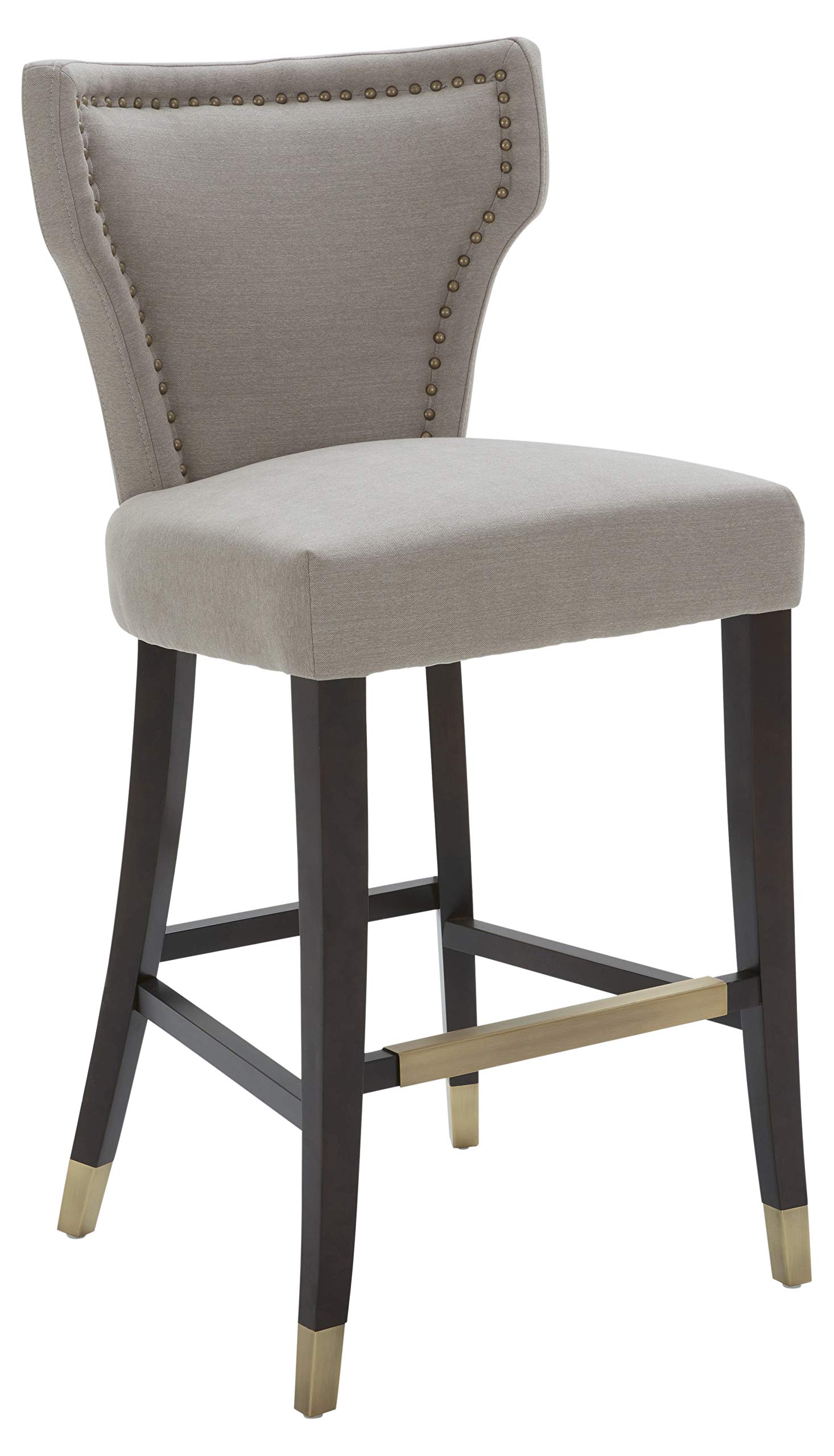 Amazon Brand – Stone & Beam Barstool with Brass Nailhead Trim, 43"H, Gray