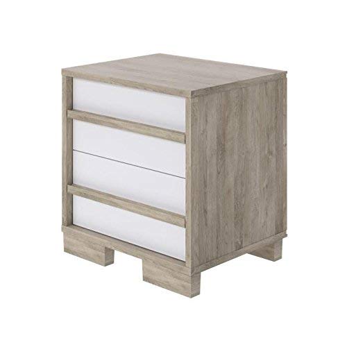 Amazon Brand - Movian Havel 2-Drawer Bedside Table, 35 x 43 x 45cm, Light Brown Oak-Effect/White