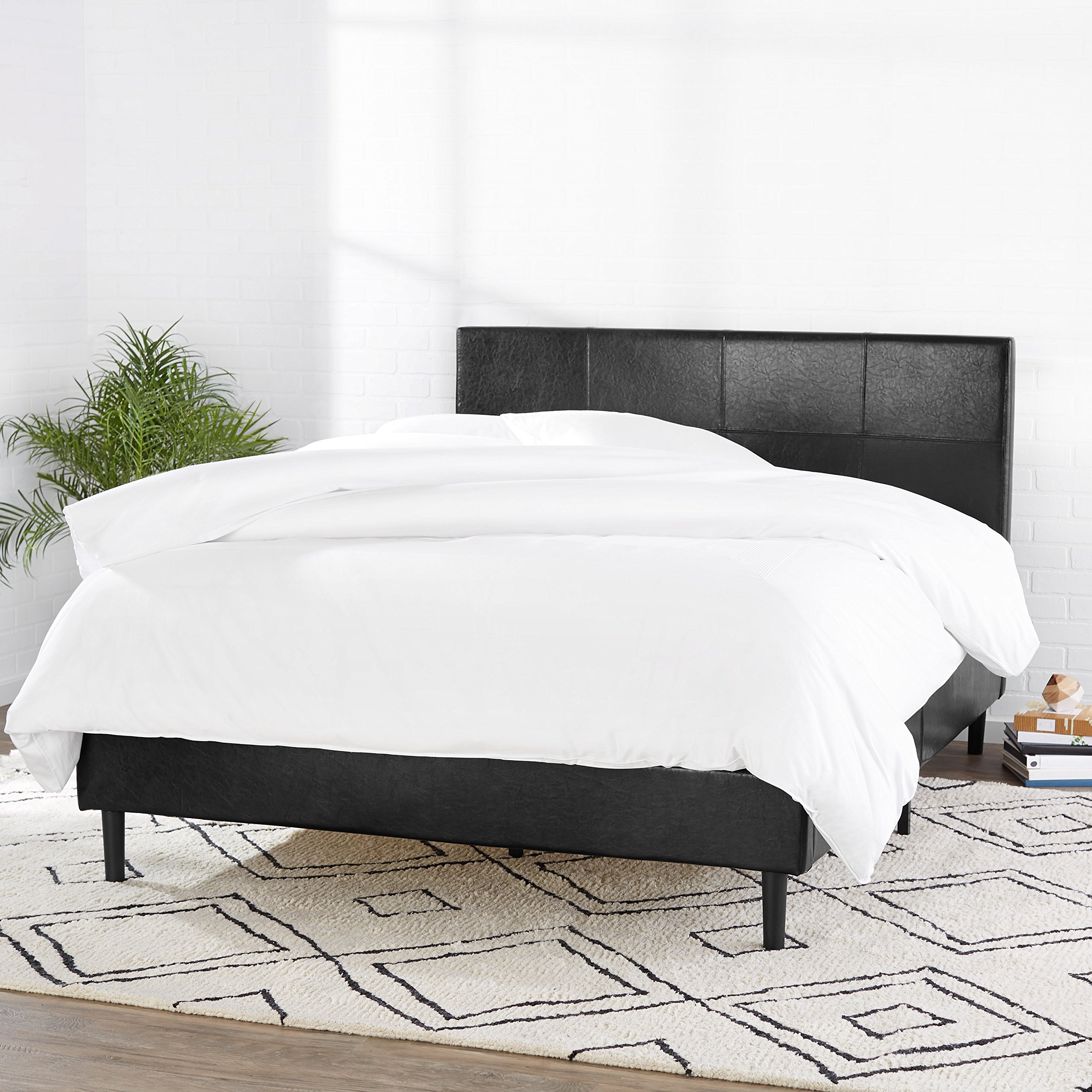 AmazonBasics Upholstered Platform Bed, King, Black