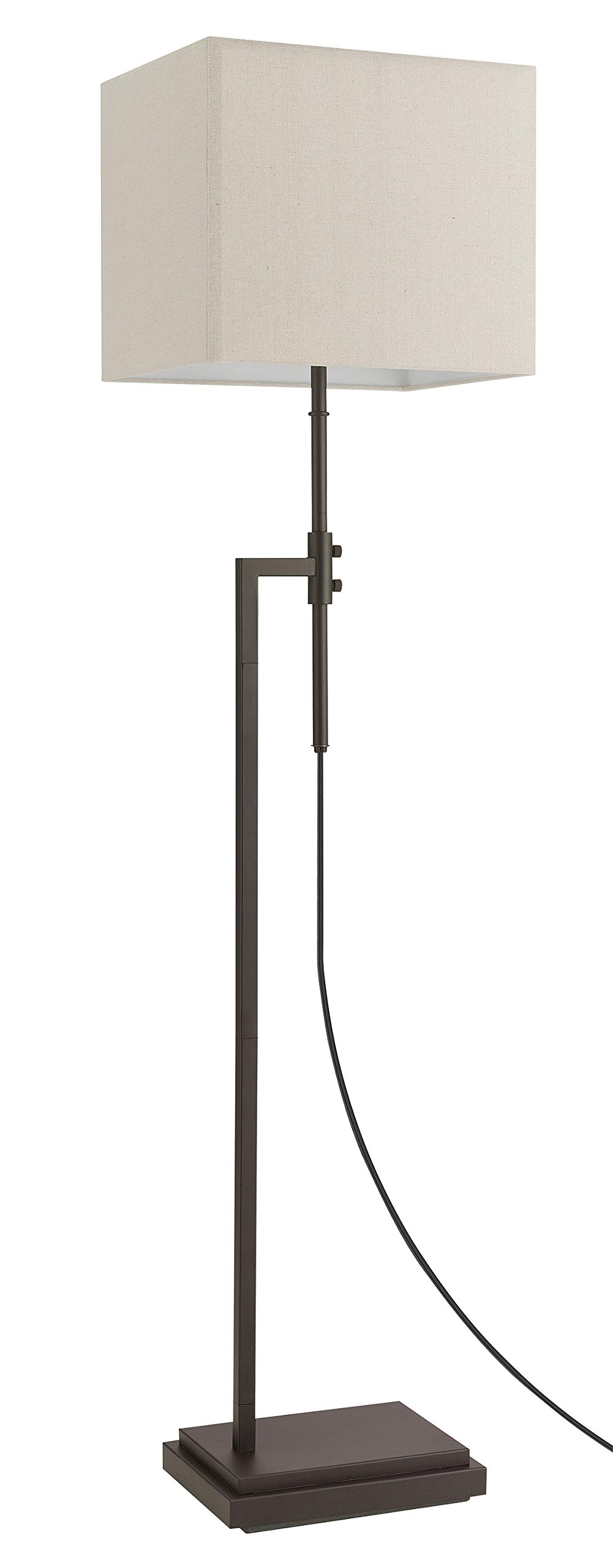 Amazon Brand – Stone & Beam Contemporary Adjustable Height Floor Lamp with Rectangular Linen Shade, LED Bulb Included, 63"H, Brown
