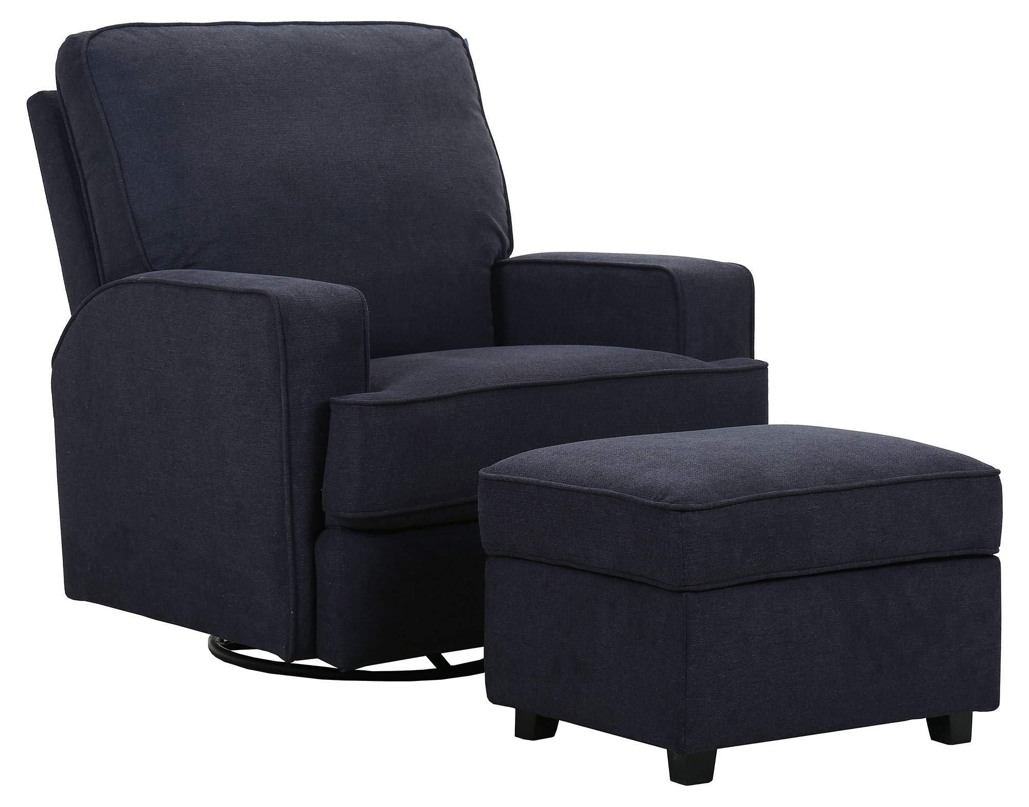 Amazon Brand – Ravenna Home Modern Swivel Recliner with Storage Ottoman, 33.9"W, Black