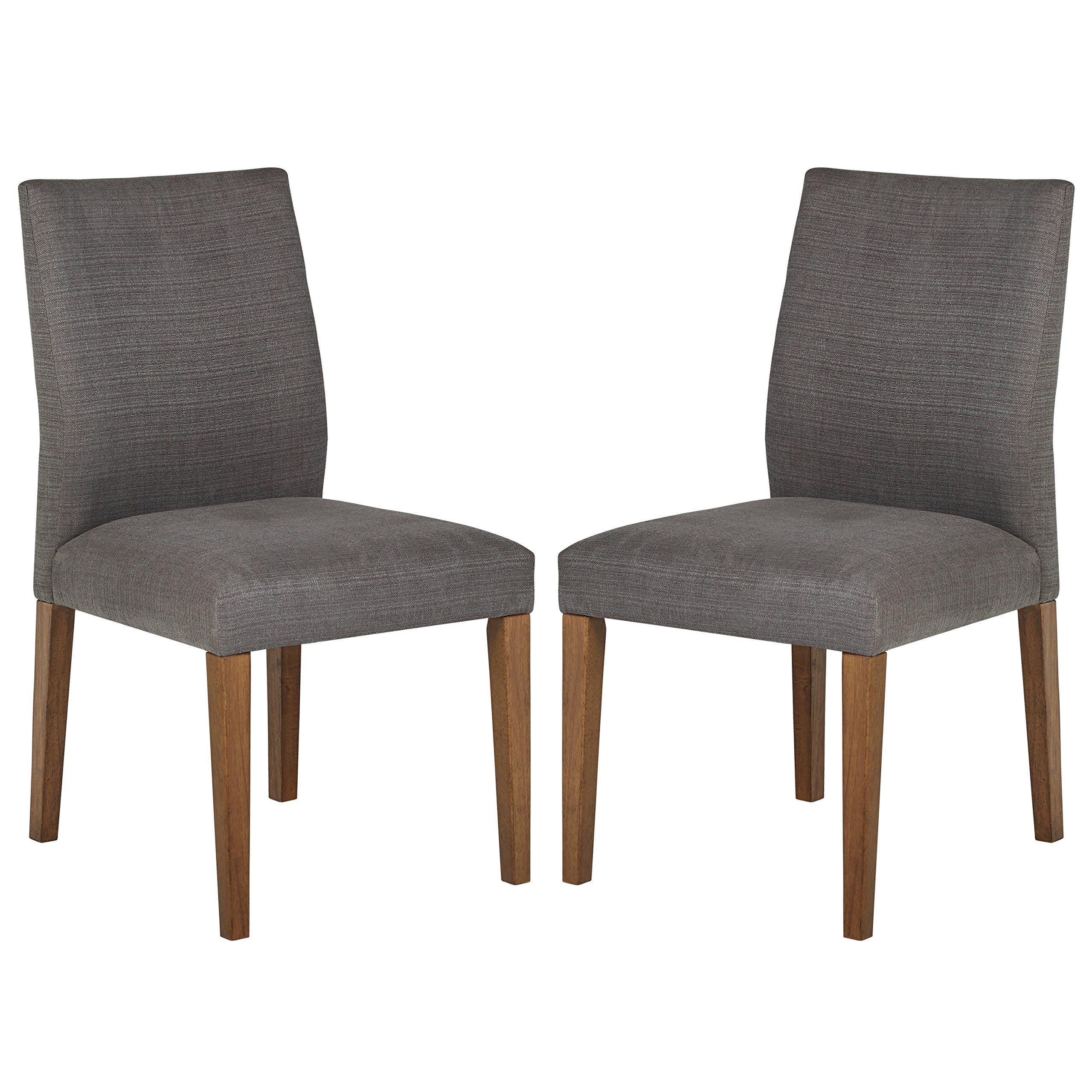 Amazon Brand – Stone & Beam Hughes Casual Upholstered Dining Room Kitchen Chairs, Set of 2, Grey, Wood
