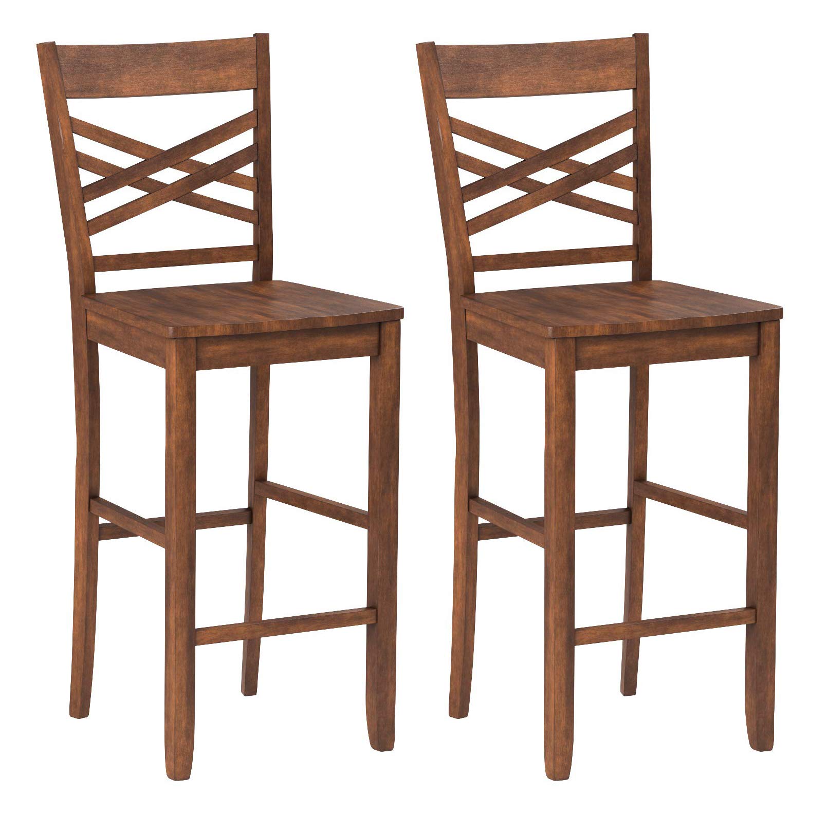 Amazon Brand – Ravenna Home Luna Rustic Wood Bar Stool, 43.25"H, Walnut (Set of 2)
