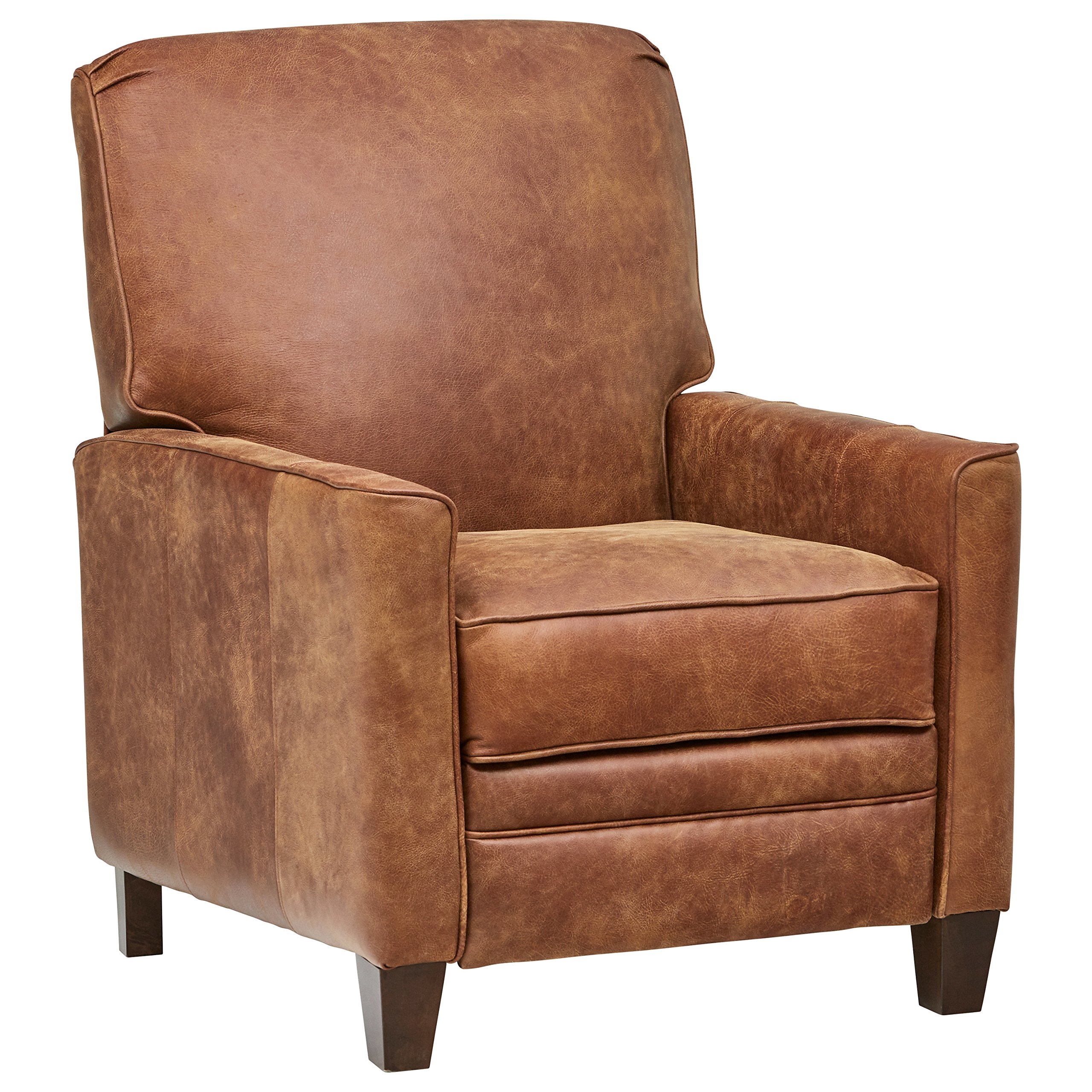 Amazon Brand – Stone & Beam Edmunds Traditional Leather Recliner, 30"W, Saddle Brown