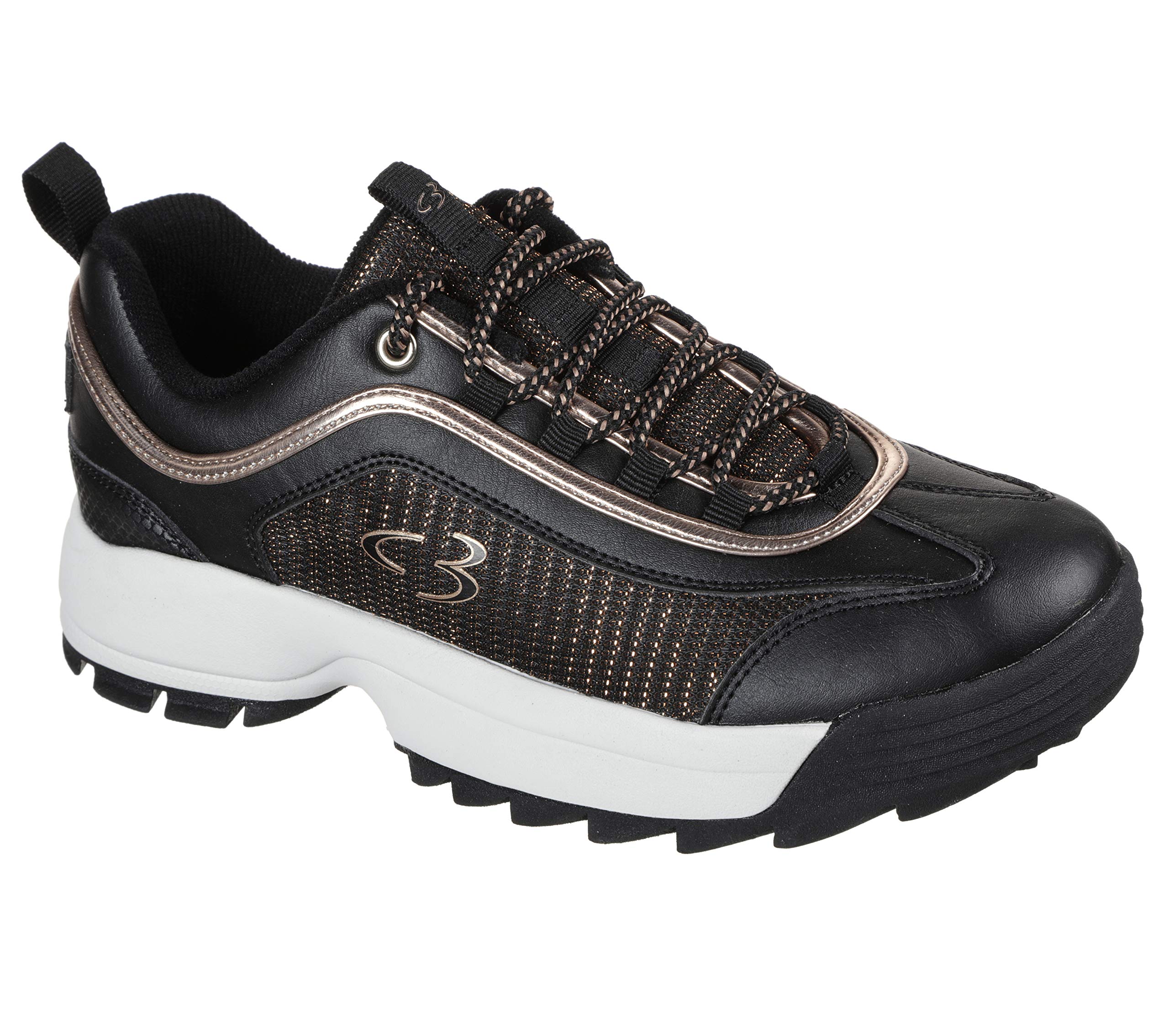 Concept 3 by Skechers Beyond Fresh Lace-up Fashion Sneaker, Black/Rose Gold, 4.5 UK