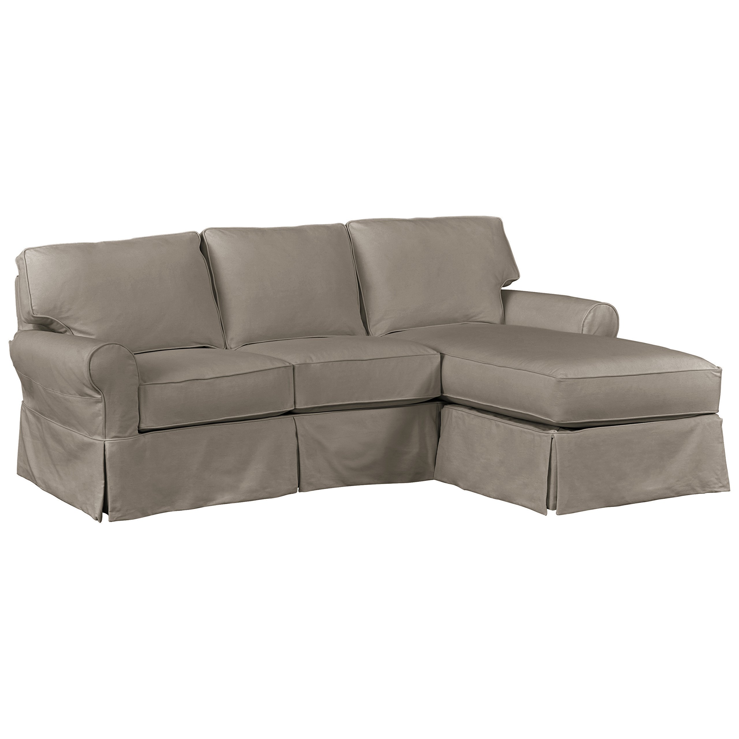 Amazon Brand – Stone & Beam Carrigan Modern Chaise Sofa Couch with Slipcover, 95"W, Grey Taupe