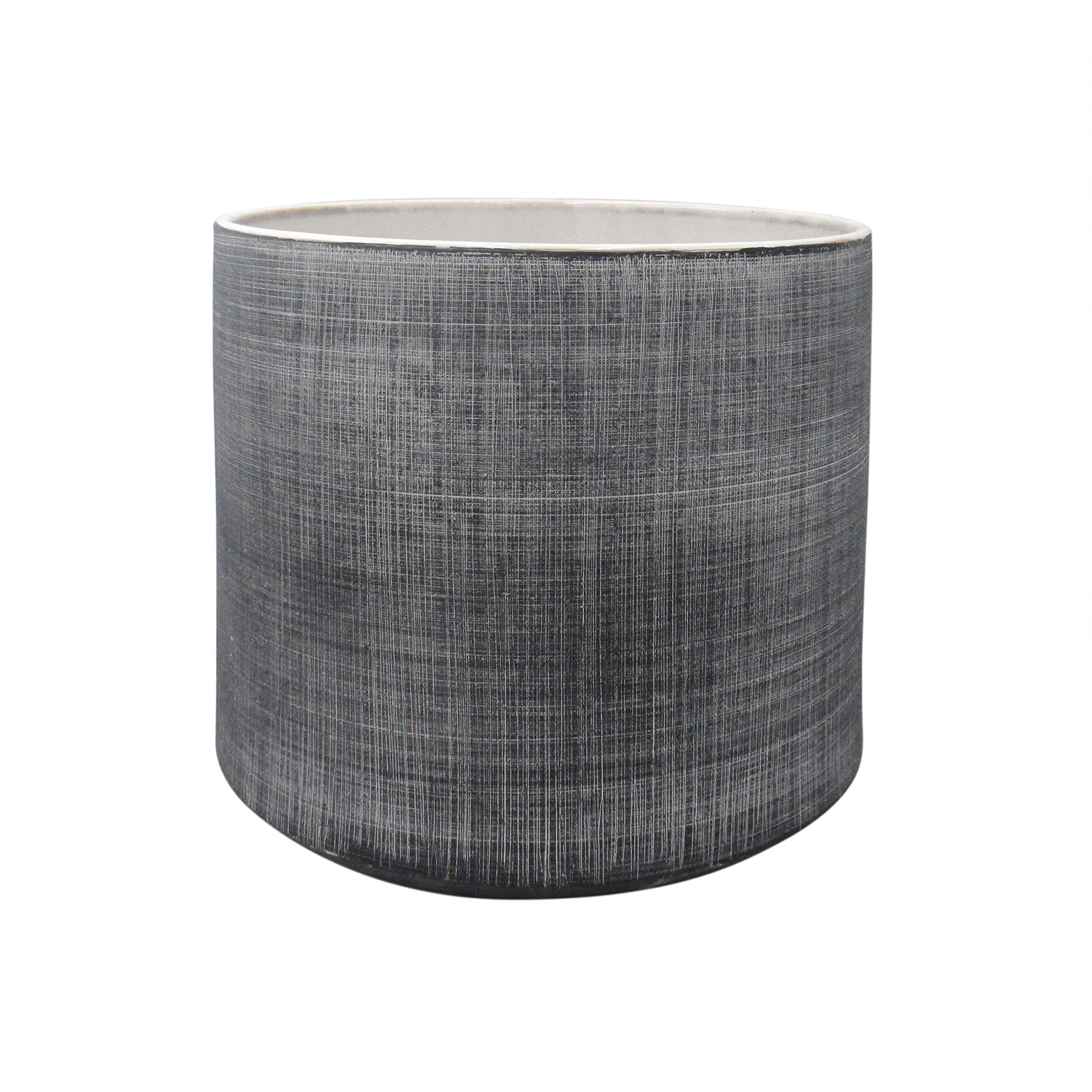Amazon Brand – Rivet Rustic Textured Stoneware Indoor Planter Pot, 7.9"H, Dark Grey