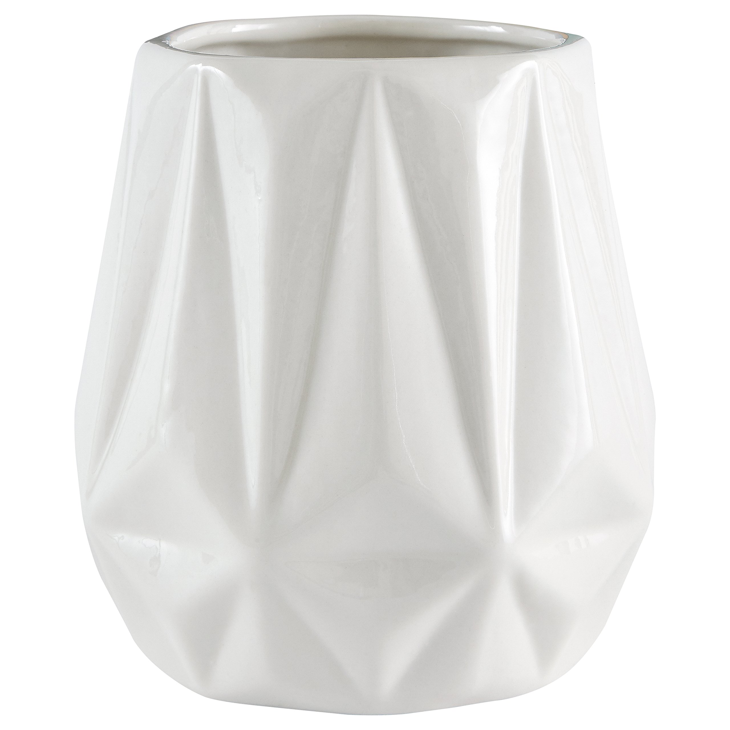 Amazon Brand – Rivet Modern Angled Stoneware Vase, 5.25"H, White
