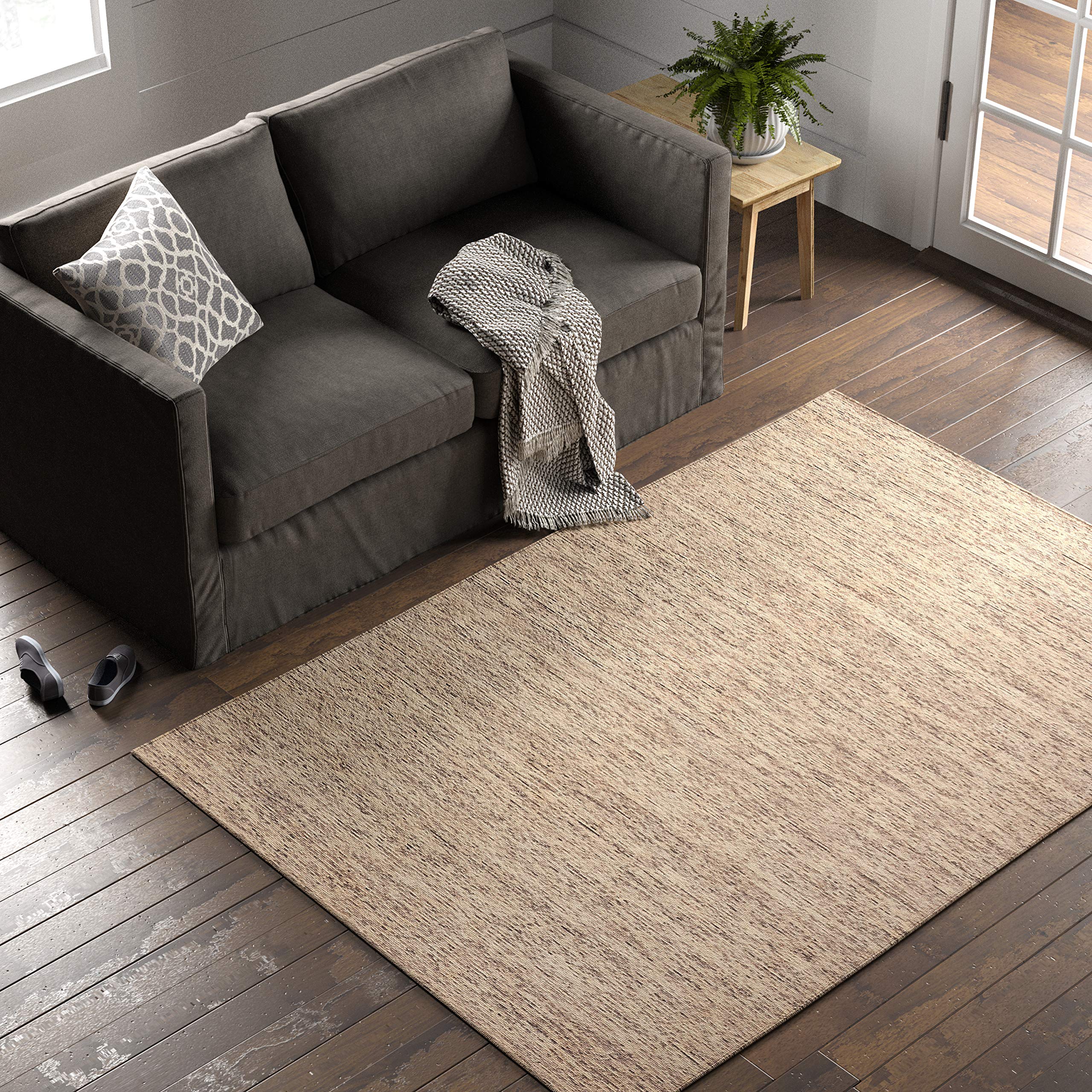 Stone & Beam Contemporary Speckle Wool Area Rug, 5' x 7' 6", Chestnut