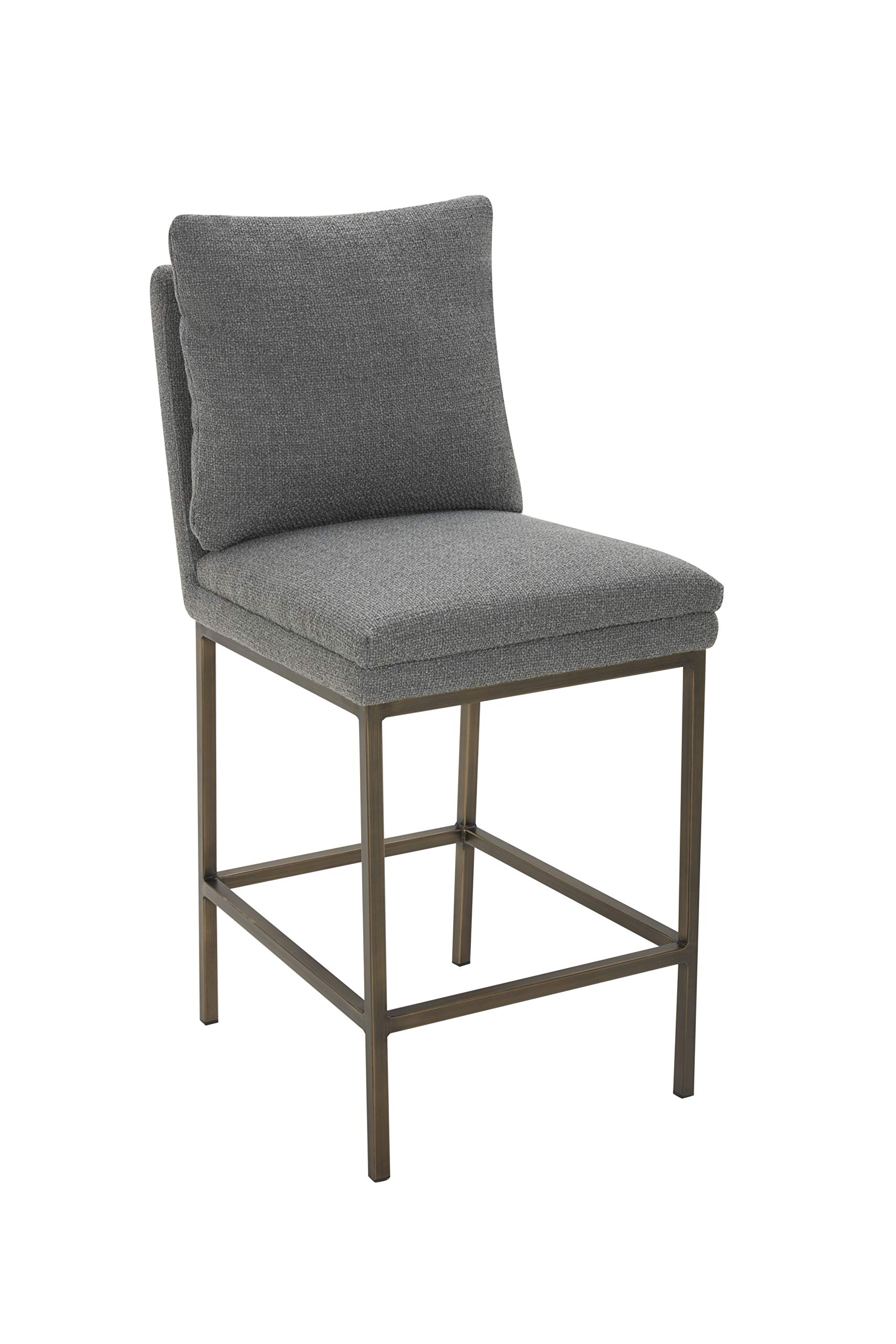 Amazon Brand – Rivet Lundberg Contemporary Upholstered Counter-Height Barstool with Brass Legs, 40.6"H, Flannel