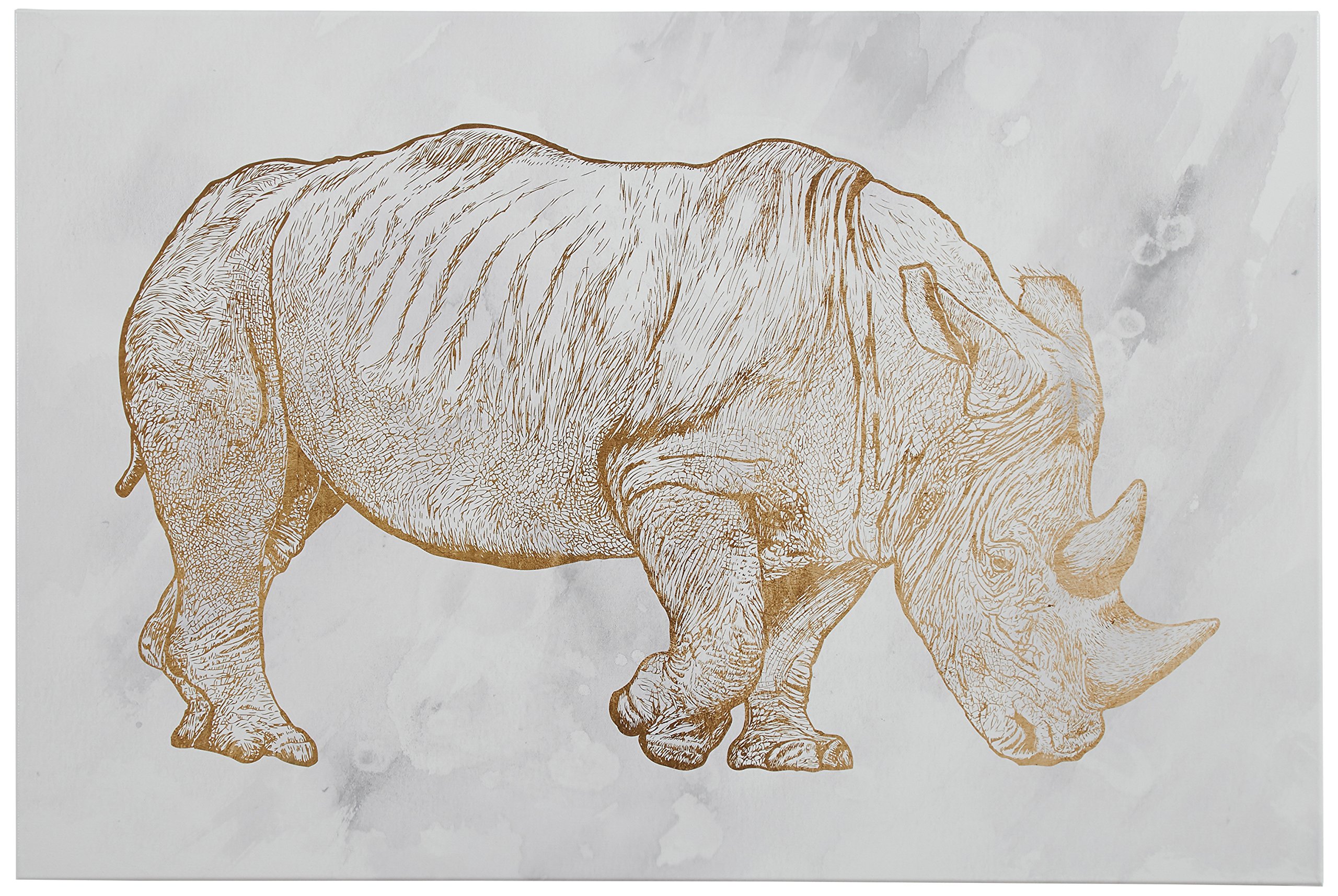 Amazon Brand – Rivet Canvas Print of Gold Rhinoceros, 15" x 10"