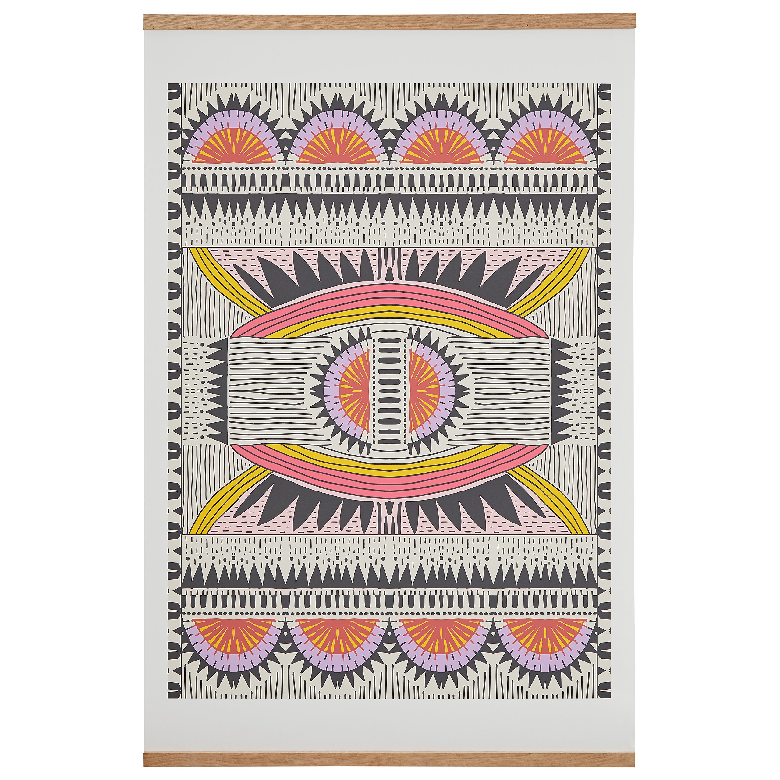 Amazon Brand – Rivet Tribal Multi-Color Art Print with Oak Hanger, 40" x 60"