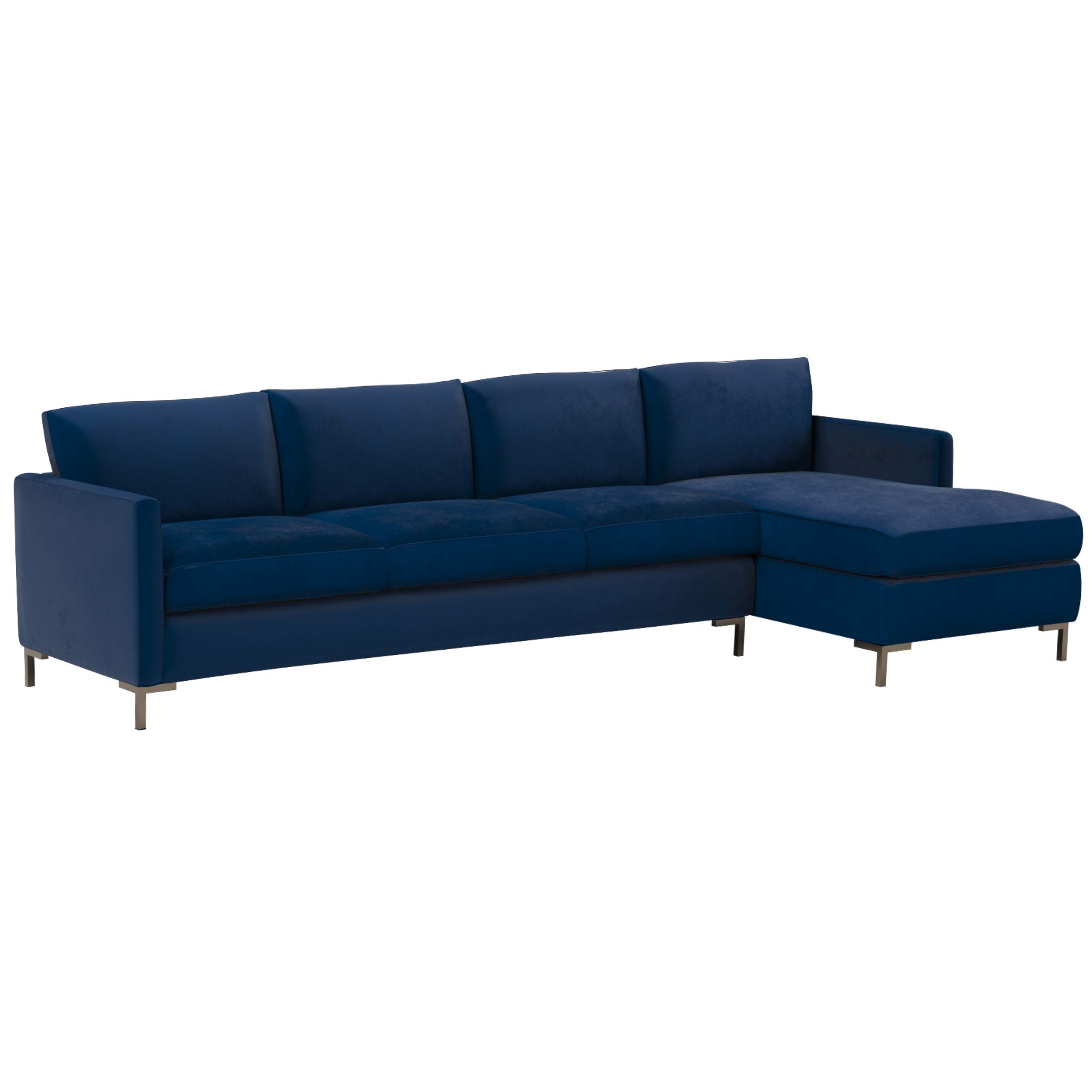 Amazon Brand – Rivet Edgewest Low Back Modern Right Chaise Sofa Sectional, 115"W, Blue Ink