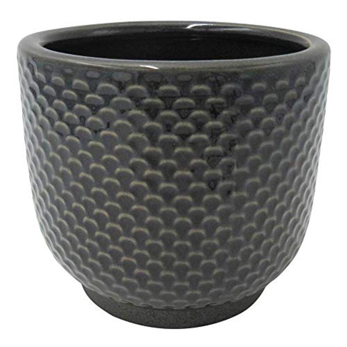 Amazon Brand – Stone & Beam Textured Stoneware Planter, 7.5"H, Black