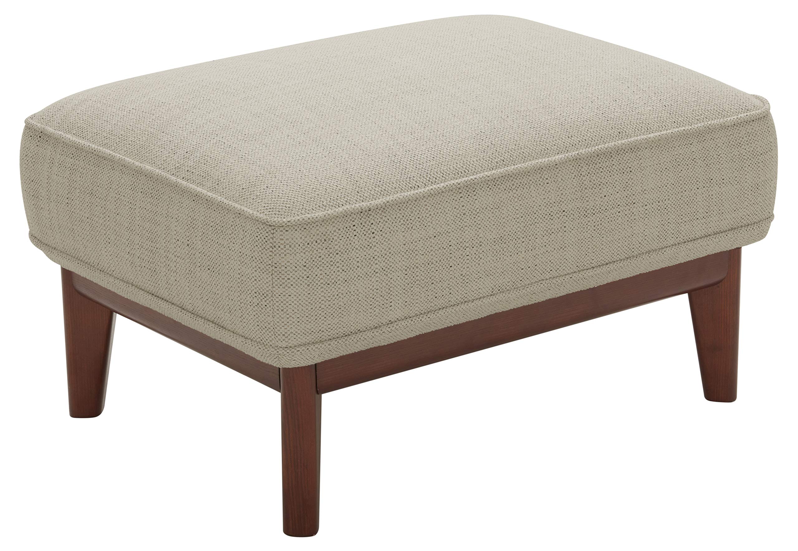 Amazon Brand – Stone & Beam Hillman Mid-Century Ottoman with Wood Base and Legs, 30"W, Ivory