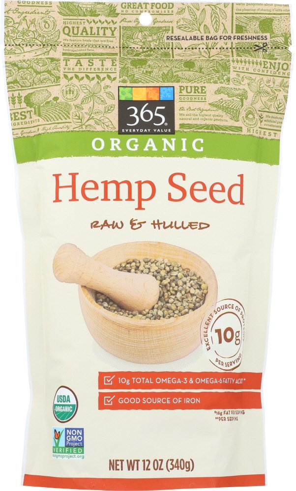 365 EVERYDAY VALUE Organic Raw & Hulled Hemp Seed, 12 OZ