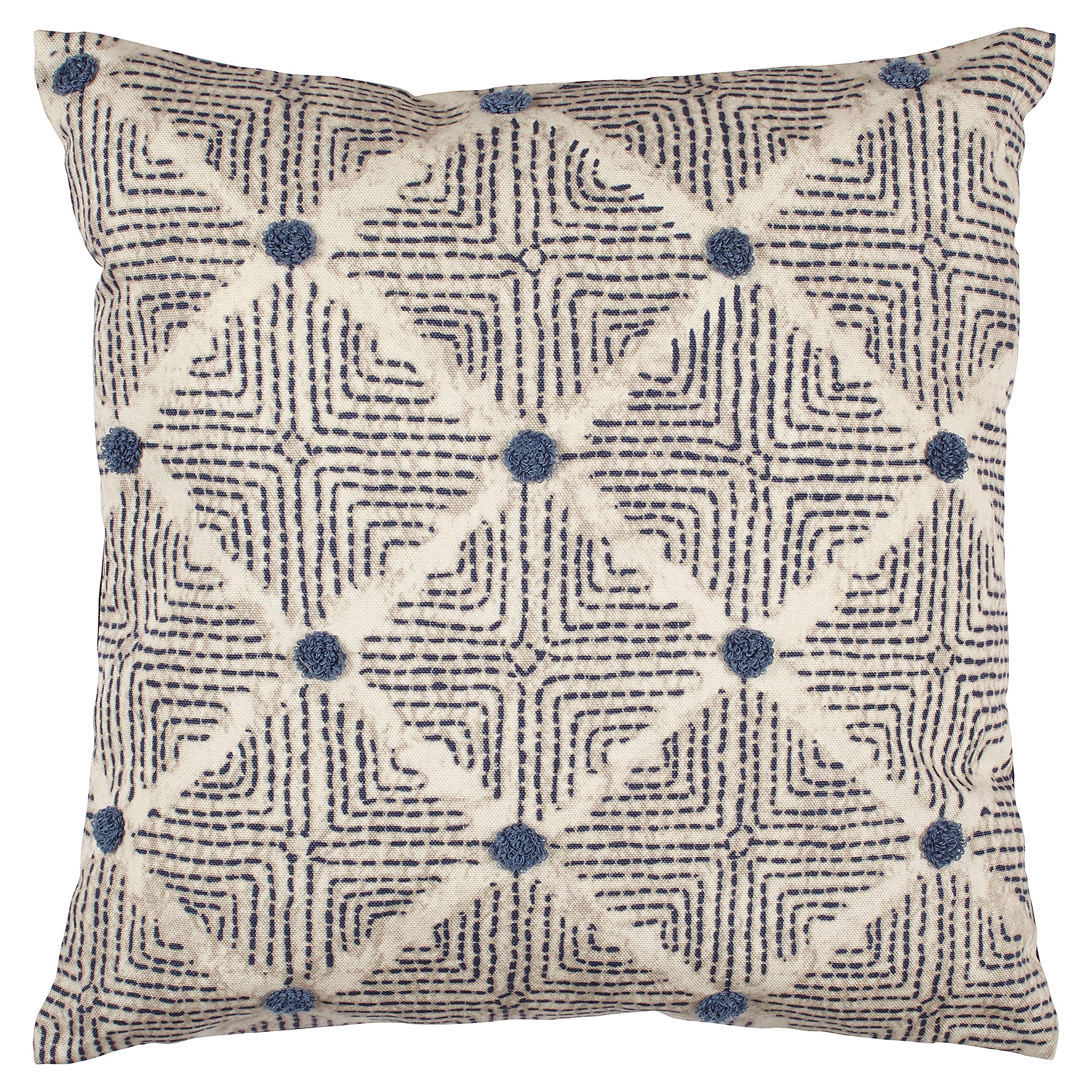 Amazon Brand – Rivet Transitional Tufted Dot Diamond Decorative Throw Pillow, 17" x 17" , Navy