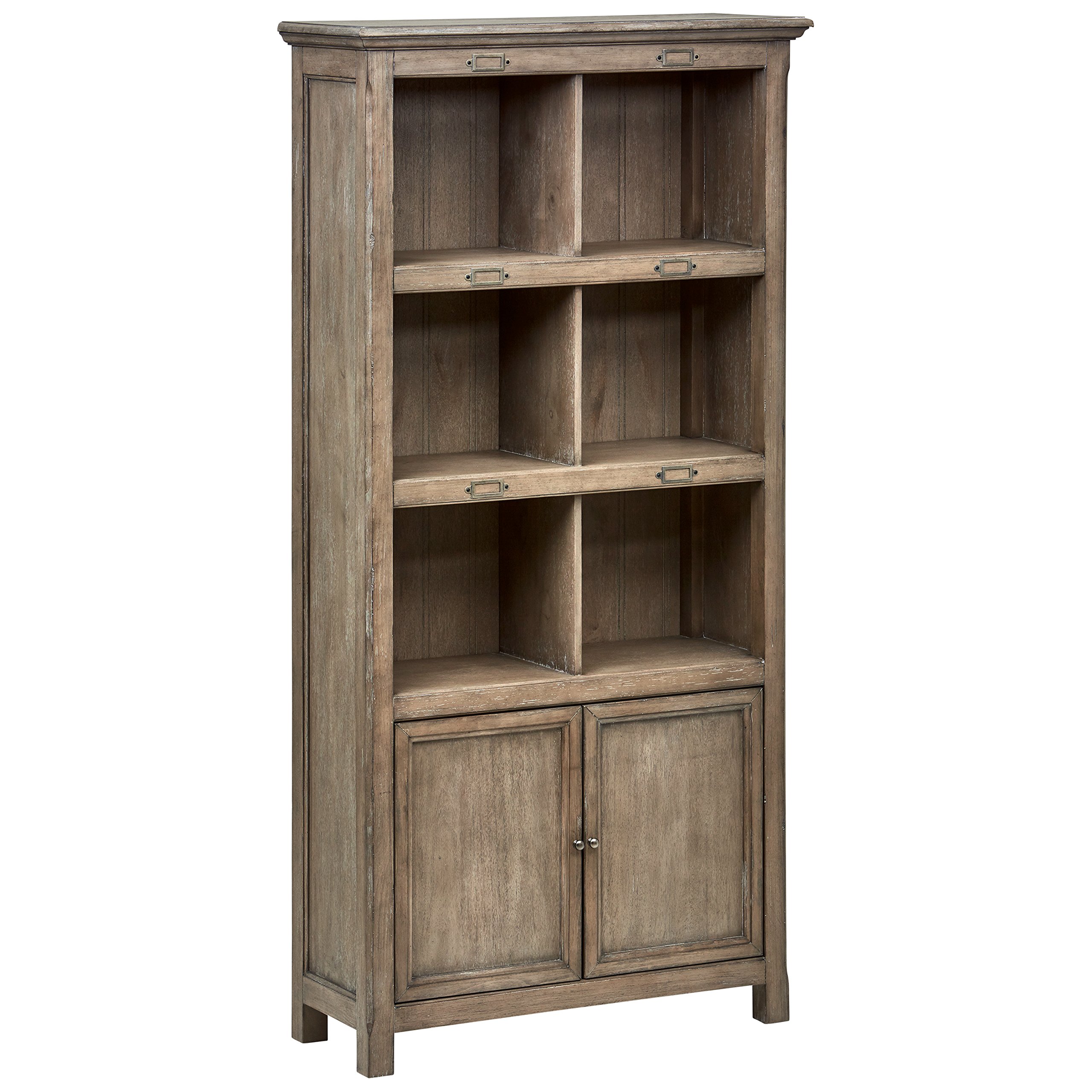 Amazon Brand – Stone & Beam Rustic Casual Wood Bookcase with Doors, 36"W, Grey