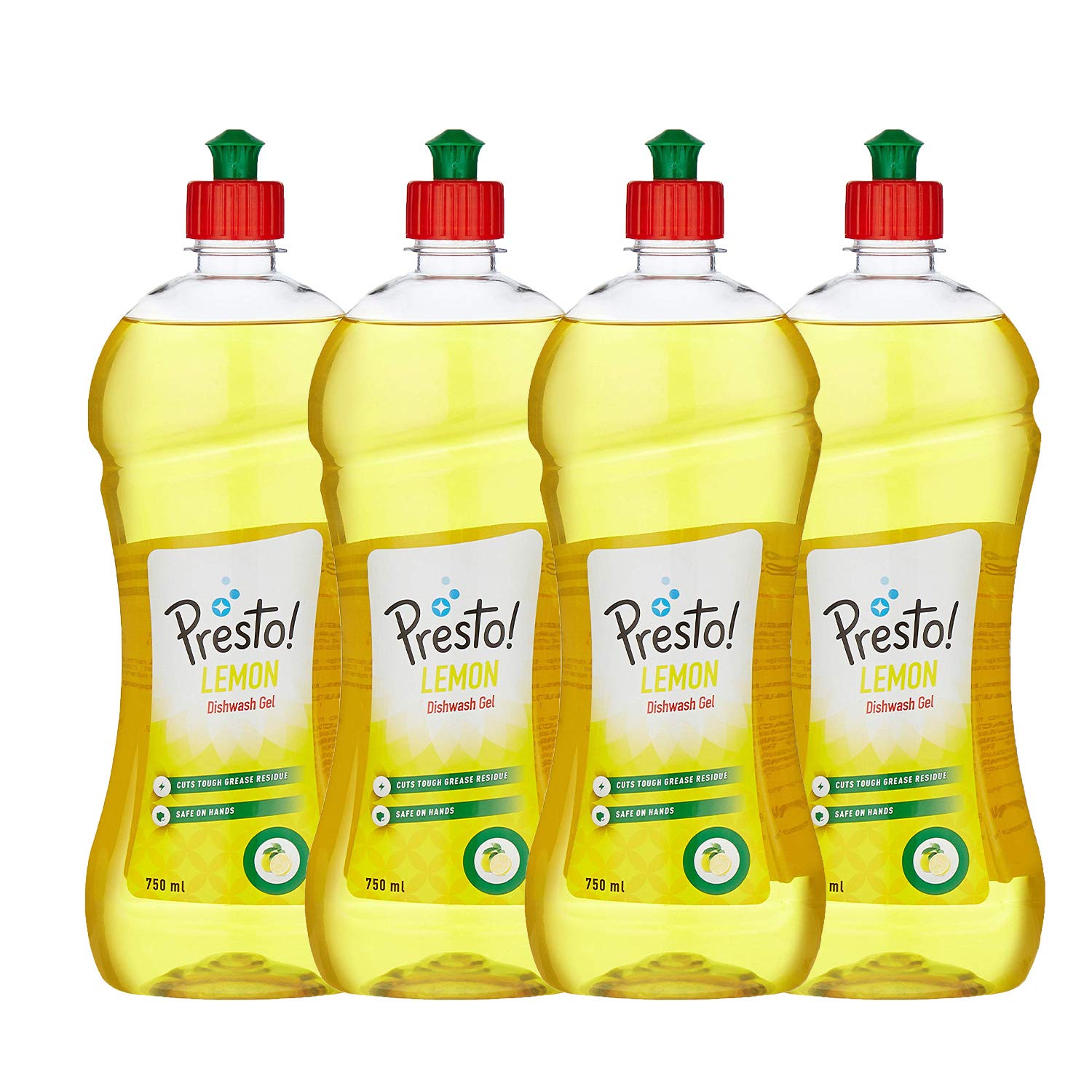 Amazon Brand - Presto! Dish wash Gel - 750 ml (Pack of 4)