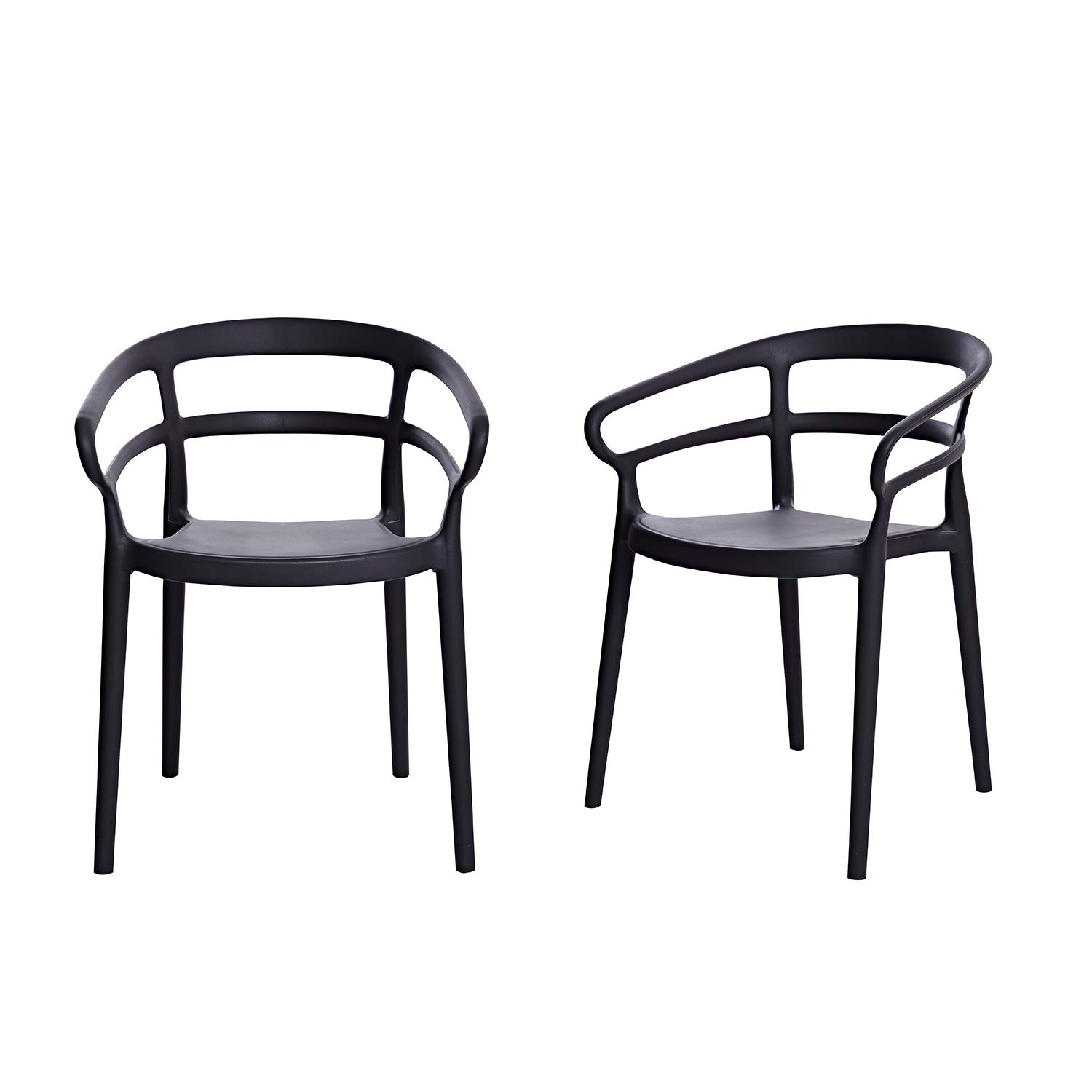 AmazonBasics Curved Back Dining Chair - Set of 2, Dark Grey, Premium Plastic