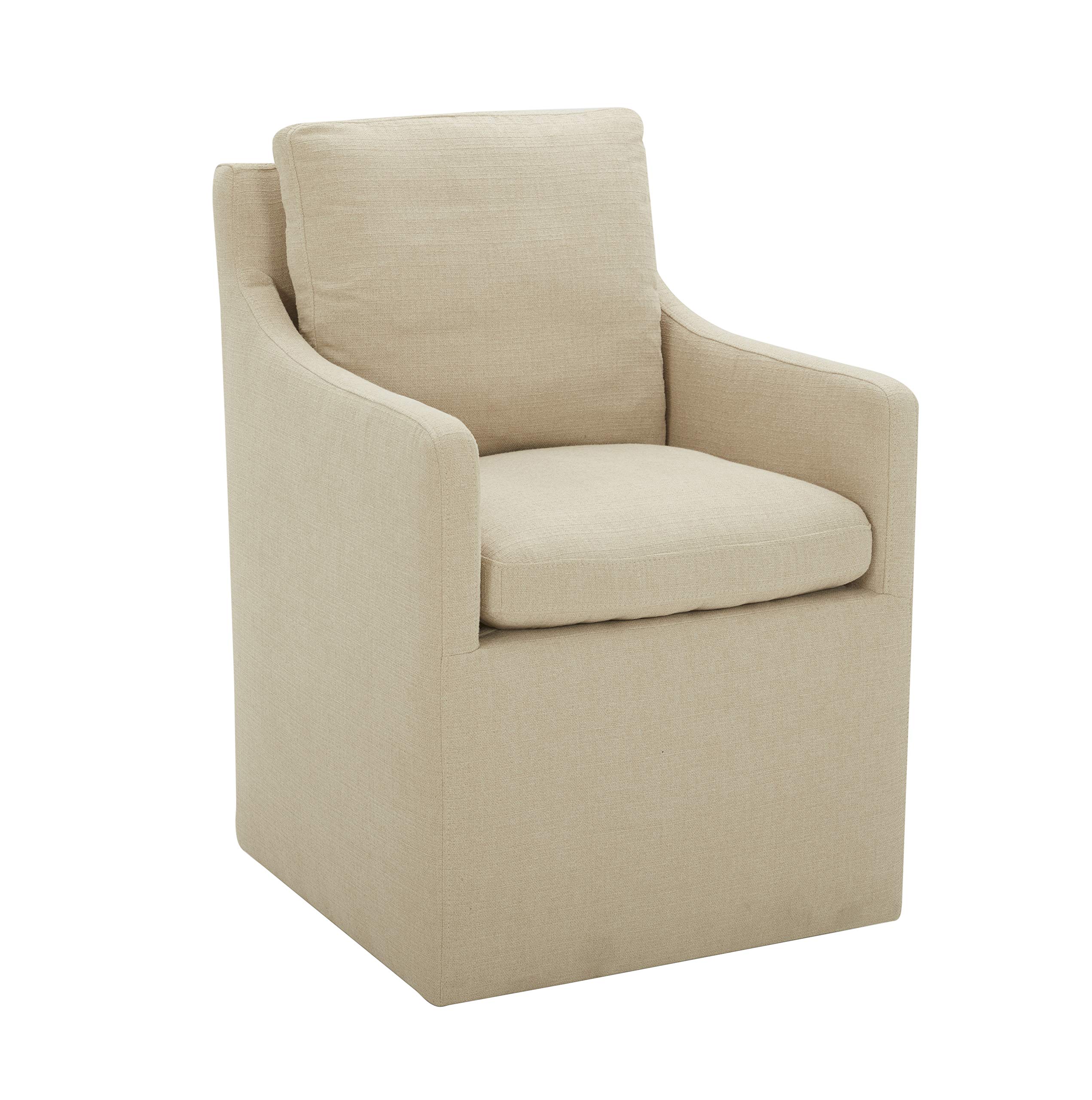 Amazon Brand – Stone & Beam Vivianne Modern Upholstered Dining Chair with Casters, 24.4"W, Hemp