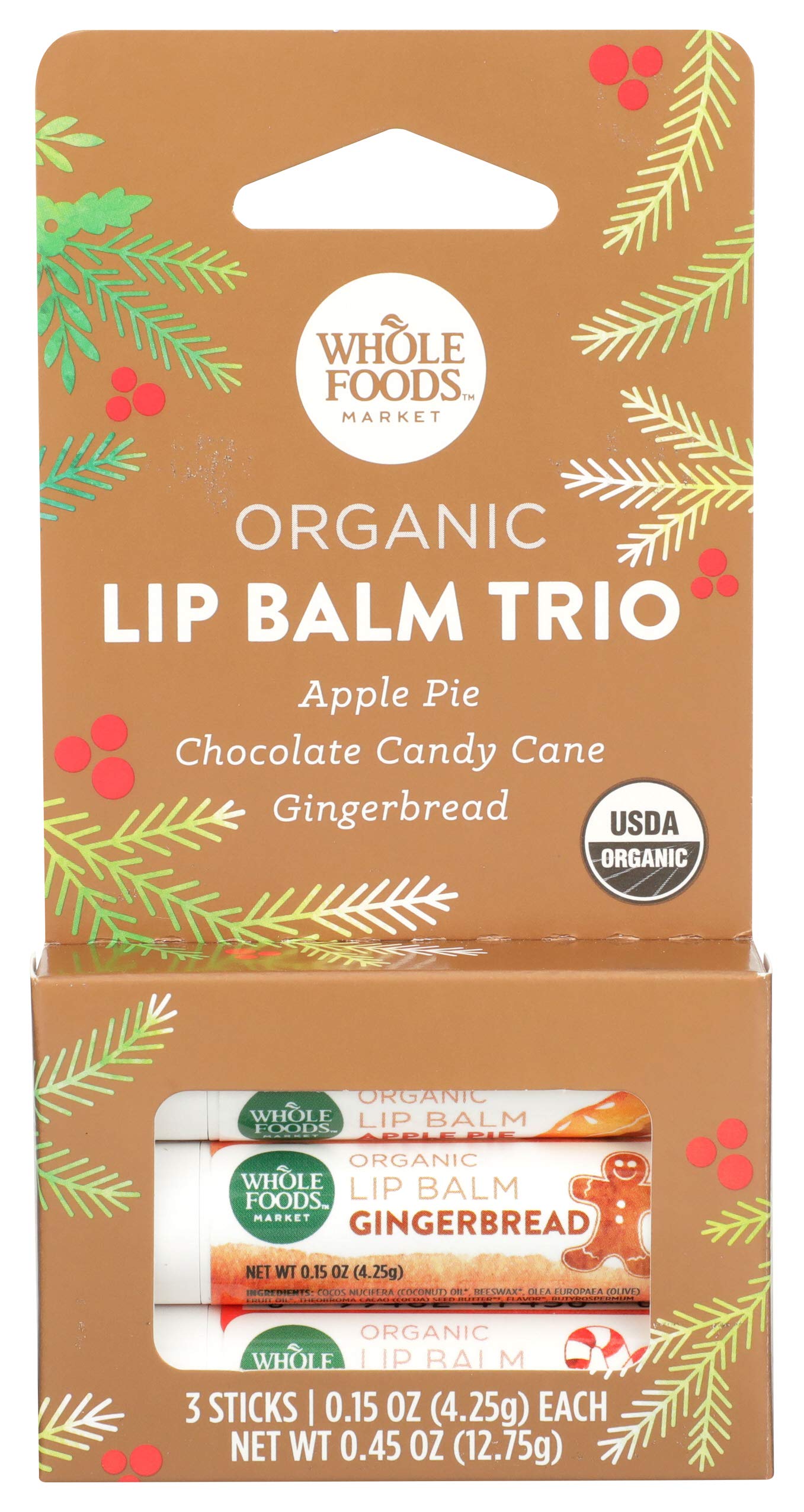 Whole Foods Market, Organic Lip Balm Trio, 3 ct