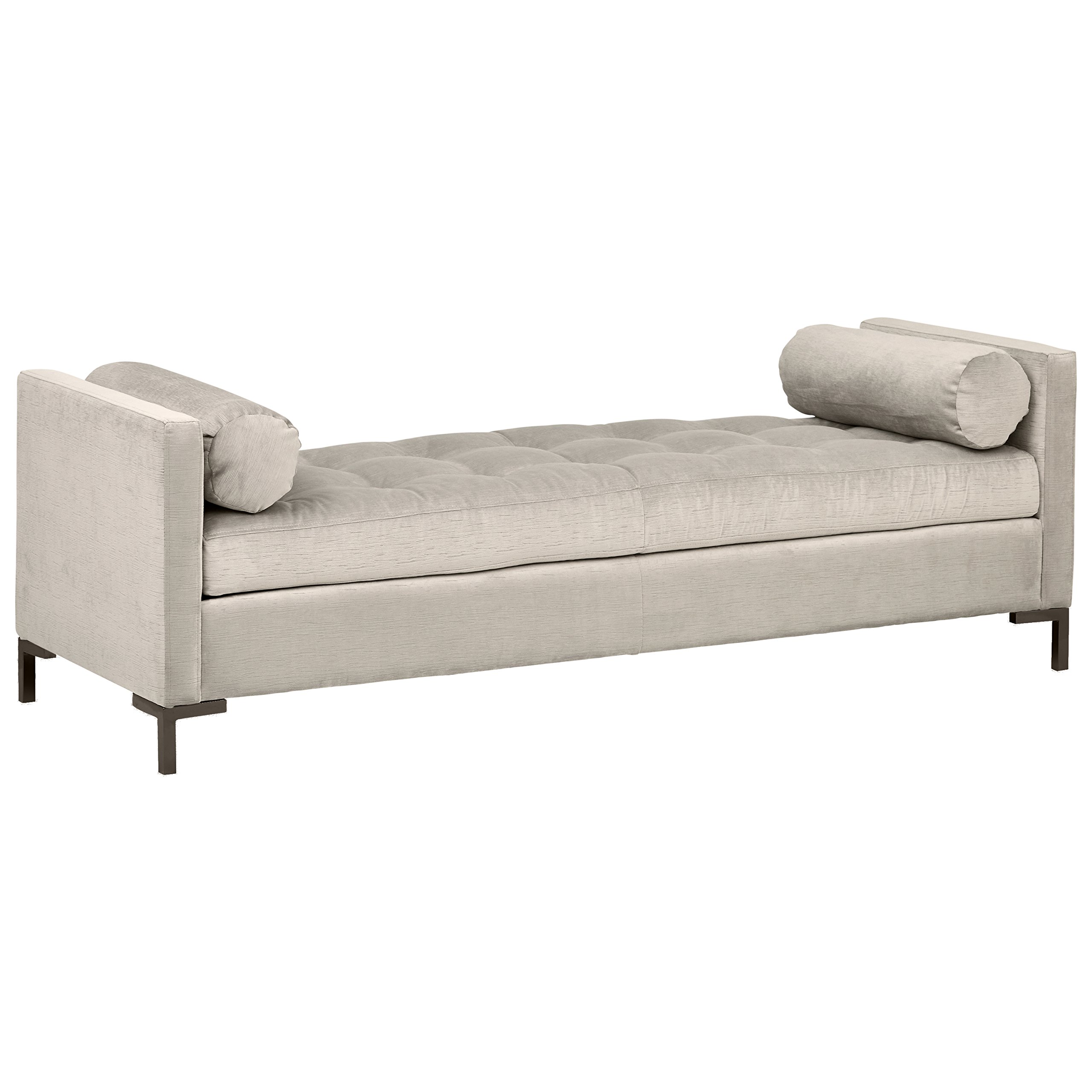 Amazon Brand – Rivet Uptown Mid-Century Velvet Tufted Customizable Daybed Sofa, 78"W, Dove Grey & Black