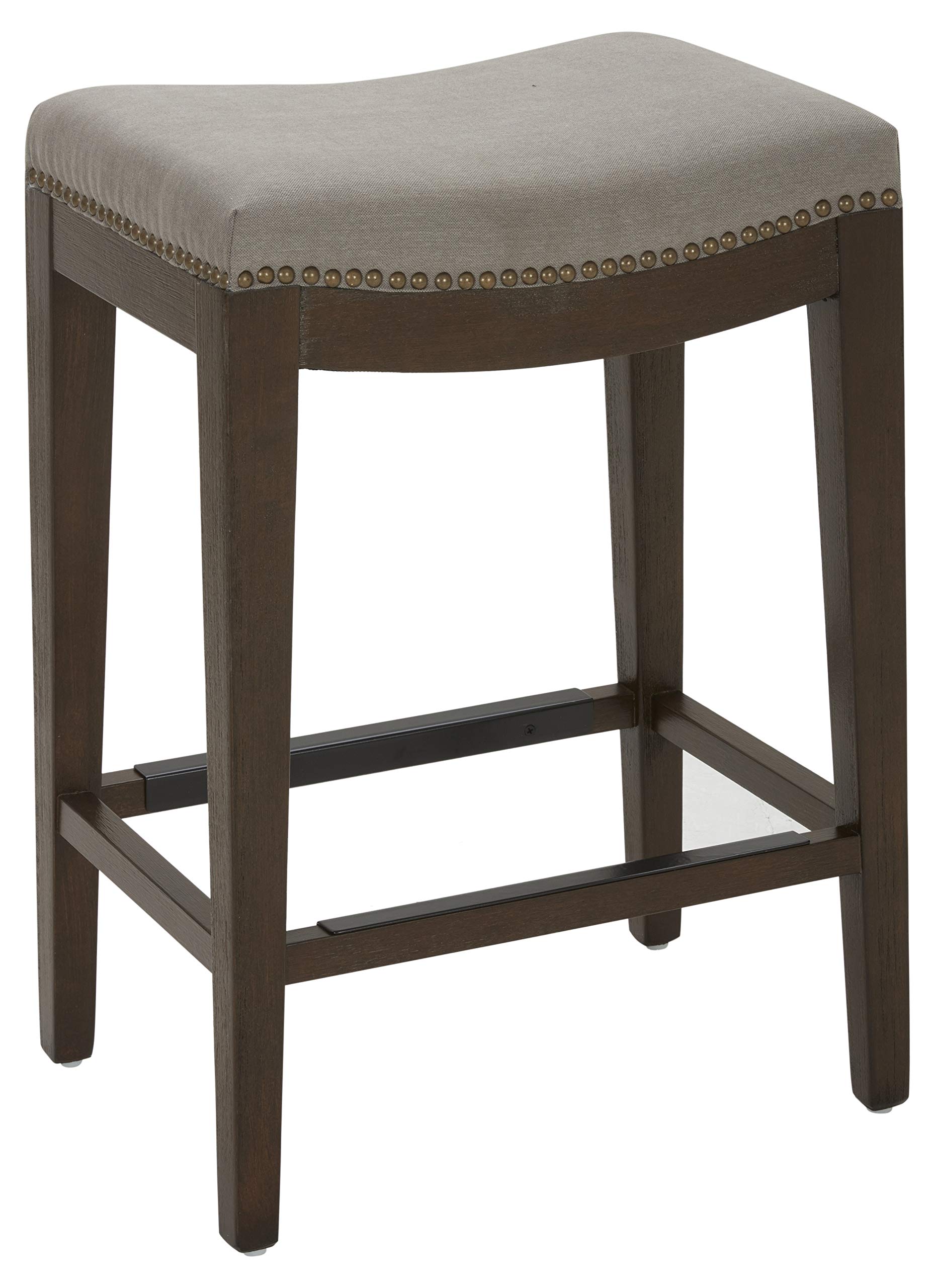 Amazon Brand – Stone & Beam Elden Nailhead-Trim Kitchen Counter-Height Backless Stool, 26"H, Slate