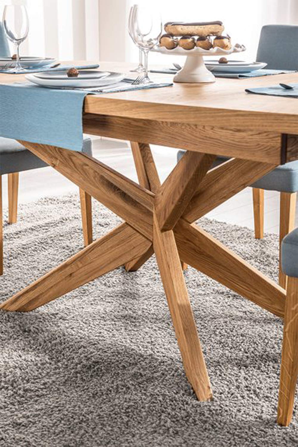 Amazon Brand - Alkove Olney Solid Wood Extendable Table, 160/210 x 77 x 95 cm, Oak with Natural Veneer