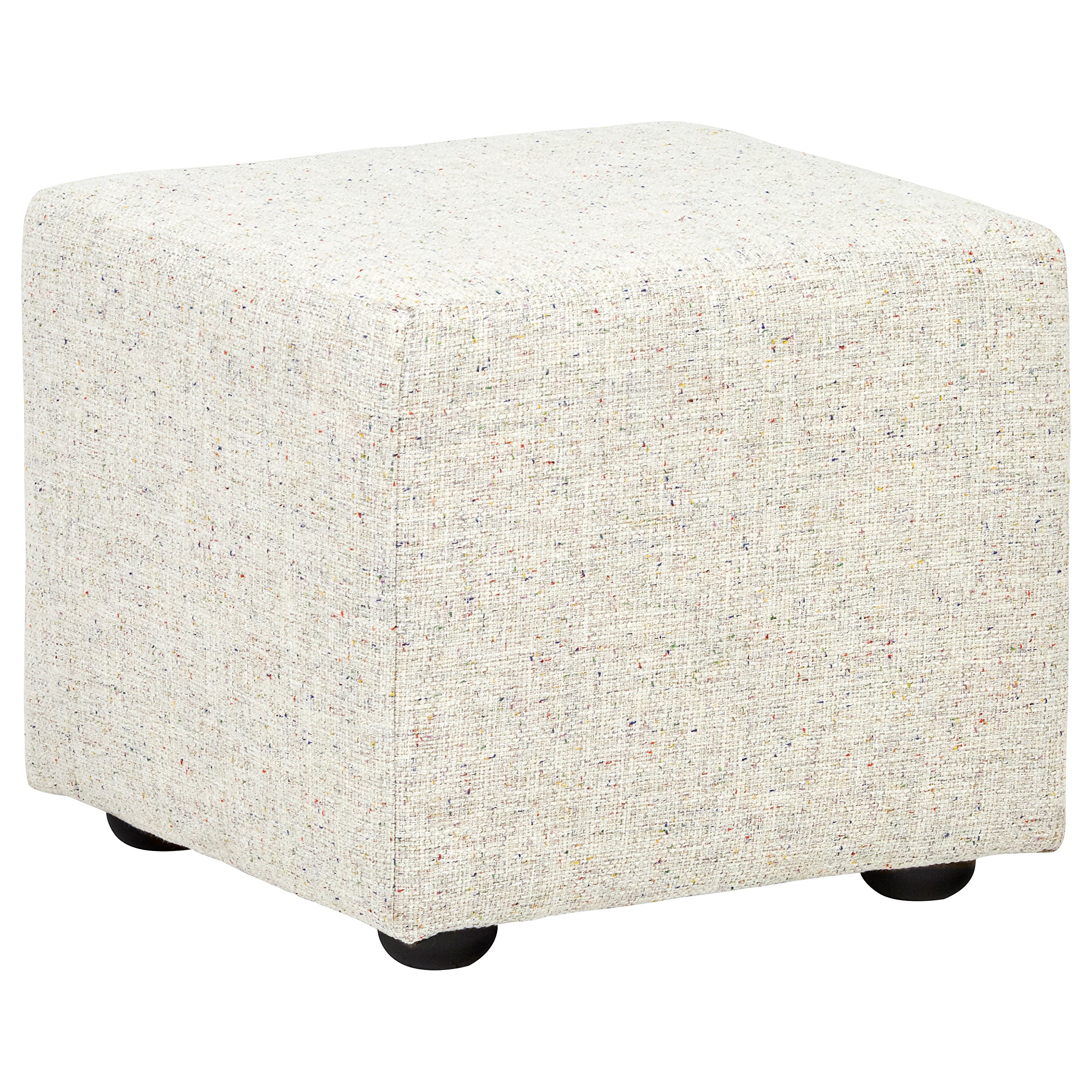 Amazon Brand – Rivet Modern Upholstered Cube Ottoman Pouf, 20"W, Sprinkles White
