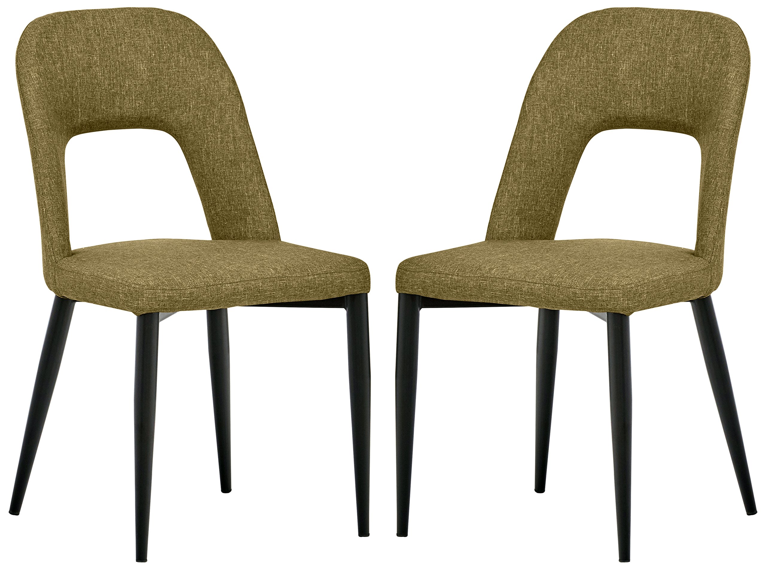 Amazon Brand – Rivet Florence Mid-Century Wide Open-Back Accent Dining Room Chairs, 18.8"W, Hunter Green, Set of 2