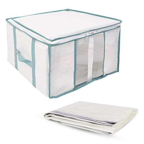 UMI Vacuum Storage Tote Bag (42x40x25cm),Cube Space Saver Bag Included, Medium 125L Capacity, Closet, Under Bed Organizers for Clothes, Duvets, Comforters, Blankets, Bedding, Quilts