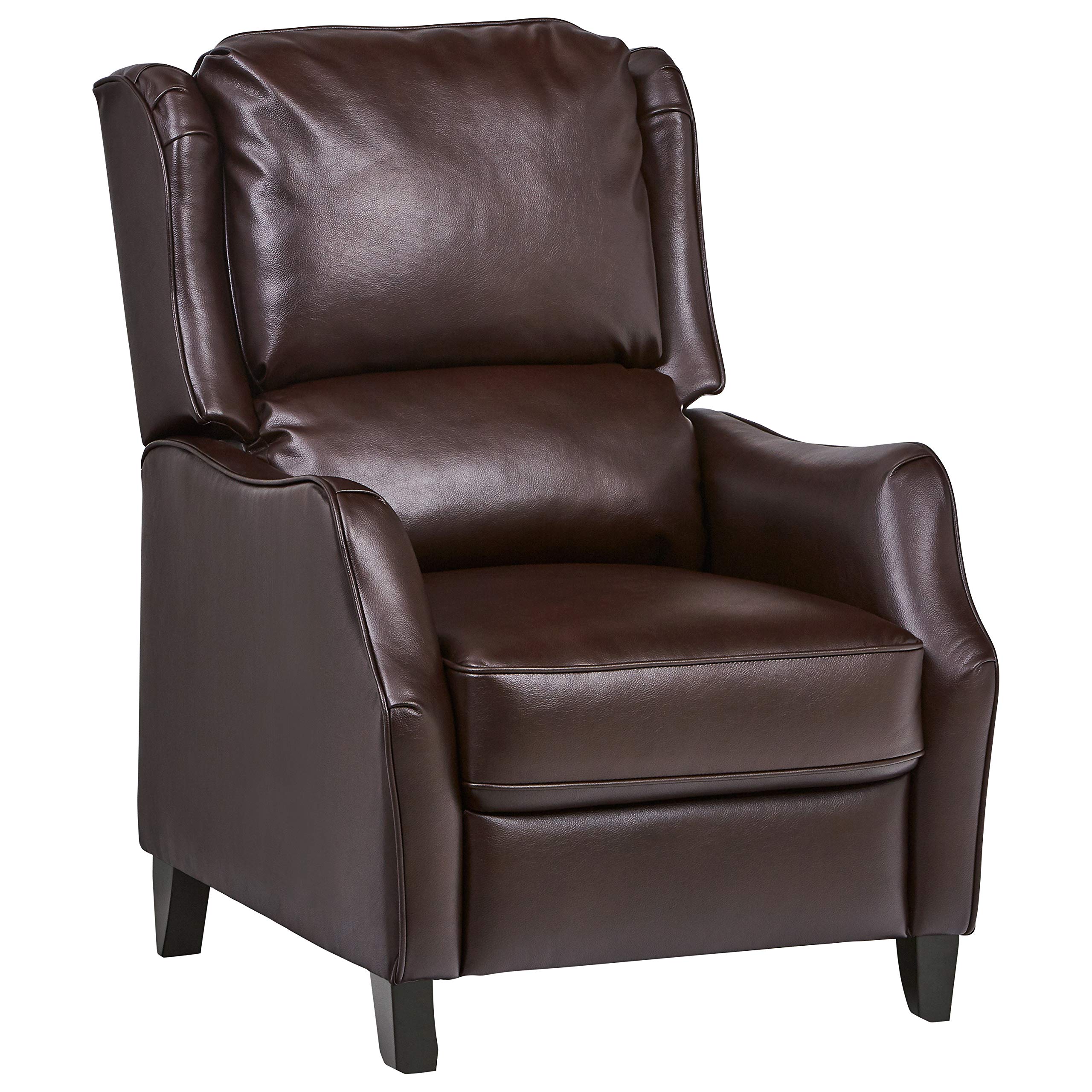Amazon Brand – Ravenna Home Push Back Faux Wingback Leather Recliner, 29.9"W, Brown