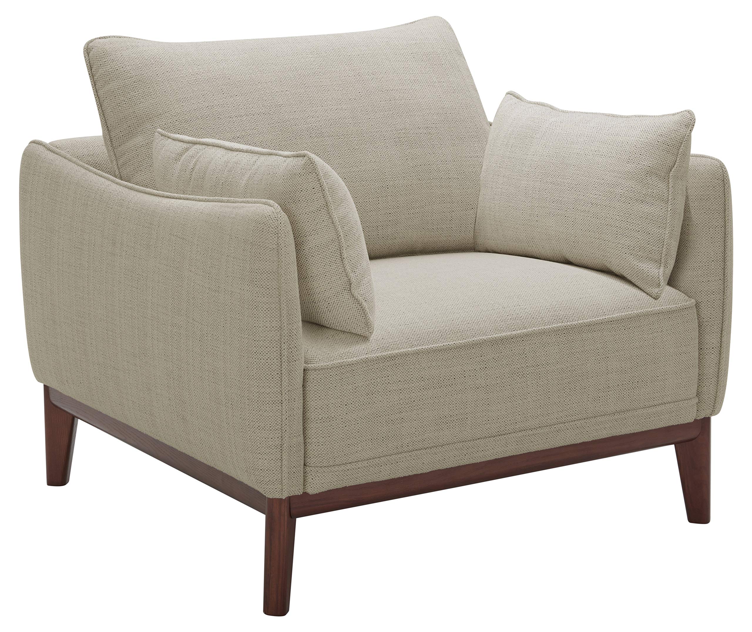 Amazon Brand – Stone & Beam Hillman Mid-Century Living Room Chair with Wood Base and Legs, 39"W, Ivory