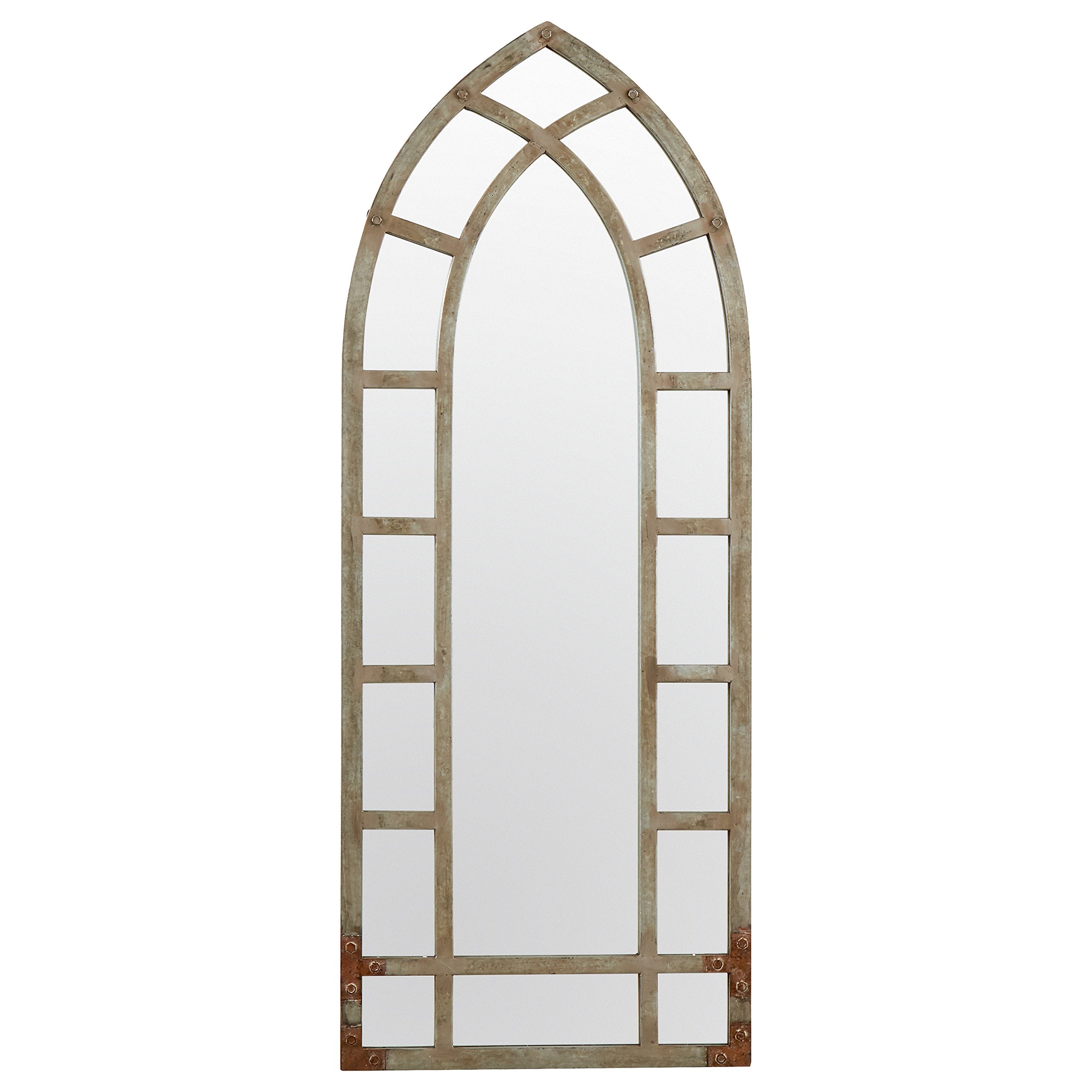 Amazon Brand – Stone & Beam Modern Arc Metal Frame Hanging Wall Mirror Decor, 46.25 Inch Height, Silver Finish