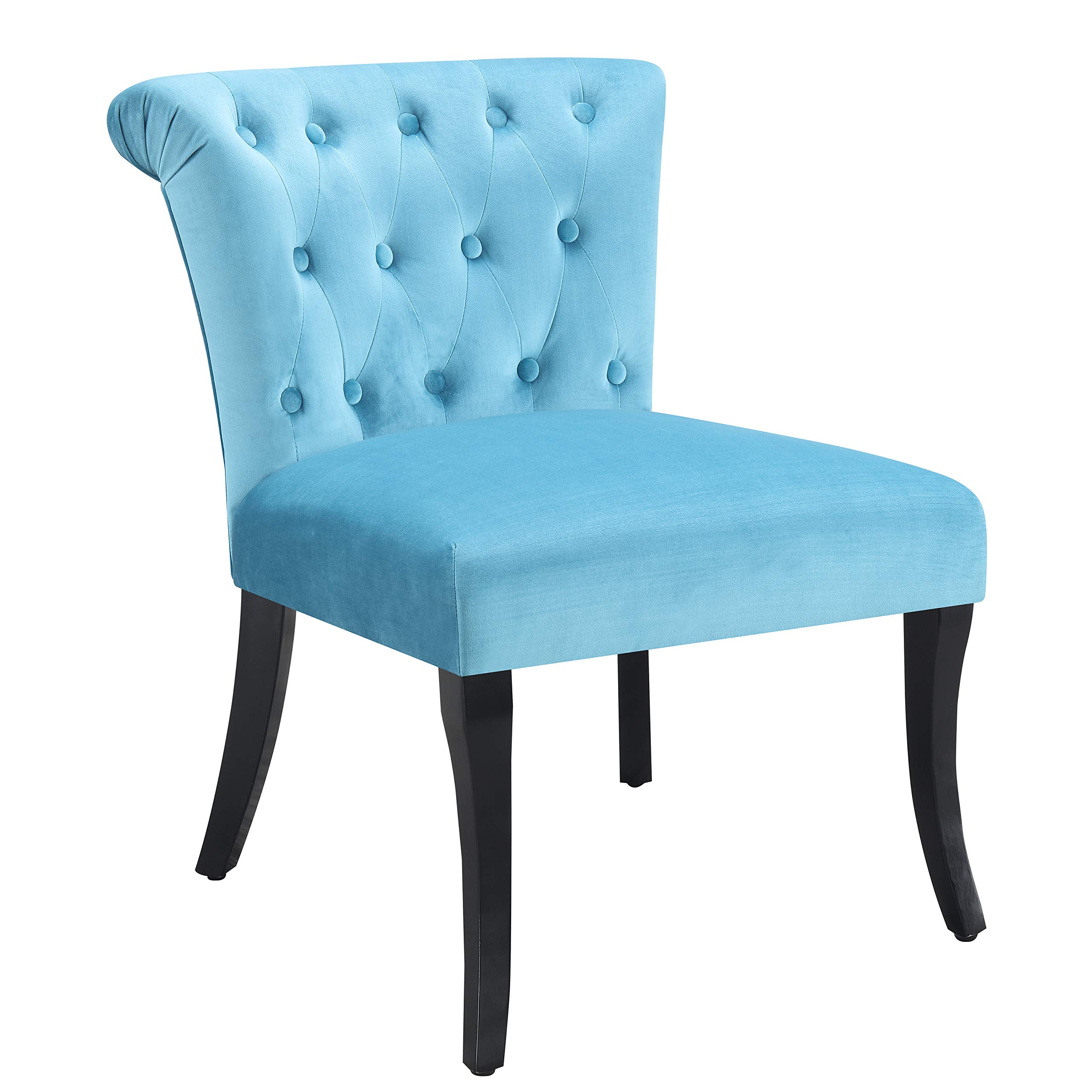 Amazon Brand – Ravenna Home Tufted Armless English Roll Traditional Accent Chair, 26.8"W, Caribbean Blue