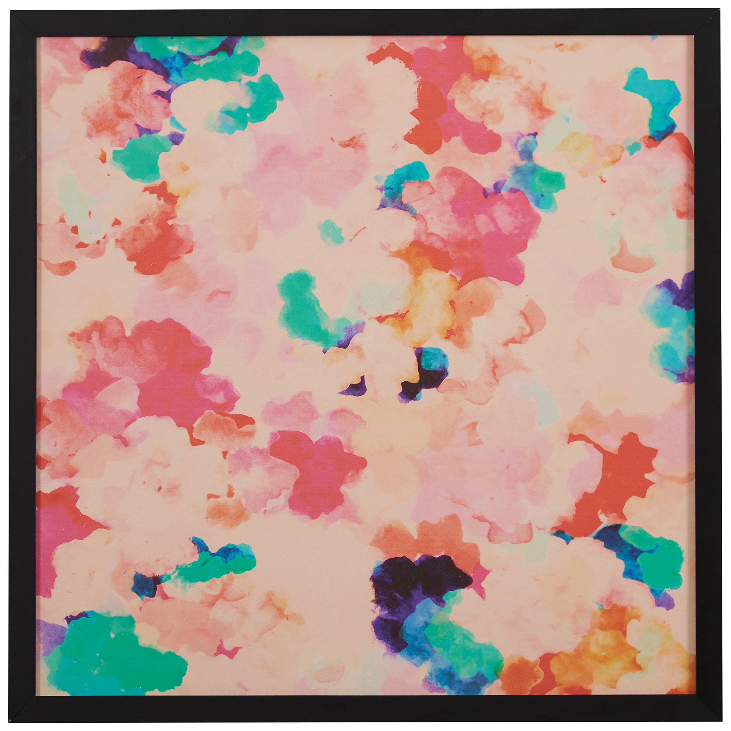 Amazon Brand – Rivet Spring Pink Floral Print in a Black Wood Frame Wall Art, 12" x 12"