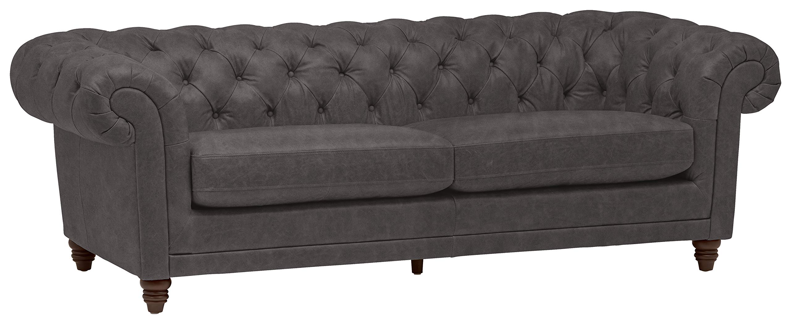 Amazon Brand – Stone & Beam Bradbury Chesterfield Tufted Leather Sofa Couch, 92.9"W, Black