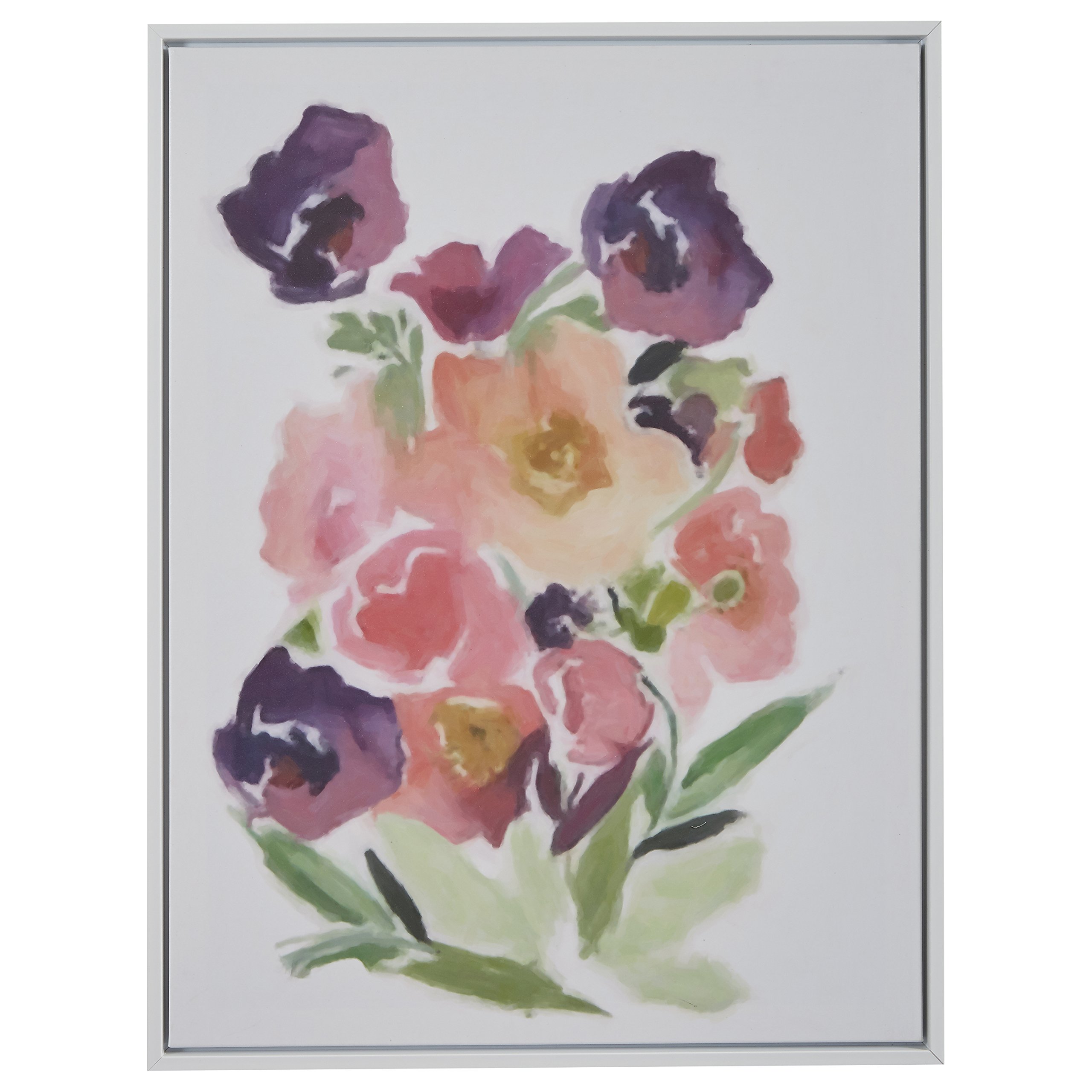 Amazon Brand – Stone & Beam Modern Purple Floral Print, White Frame, 31.75" x 41.75"