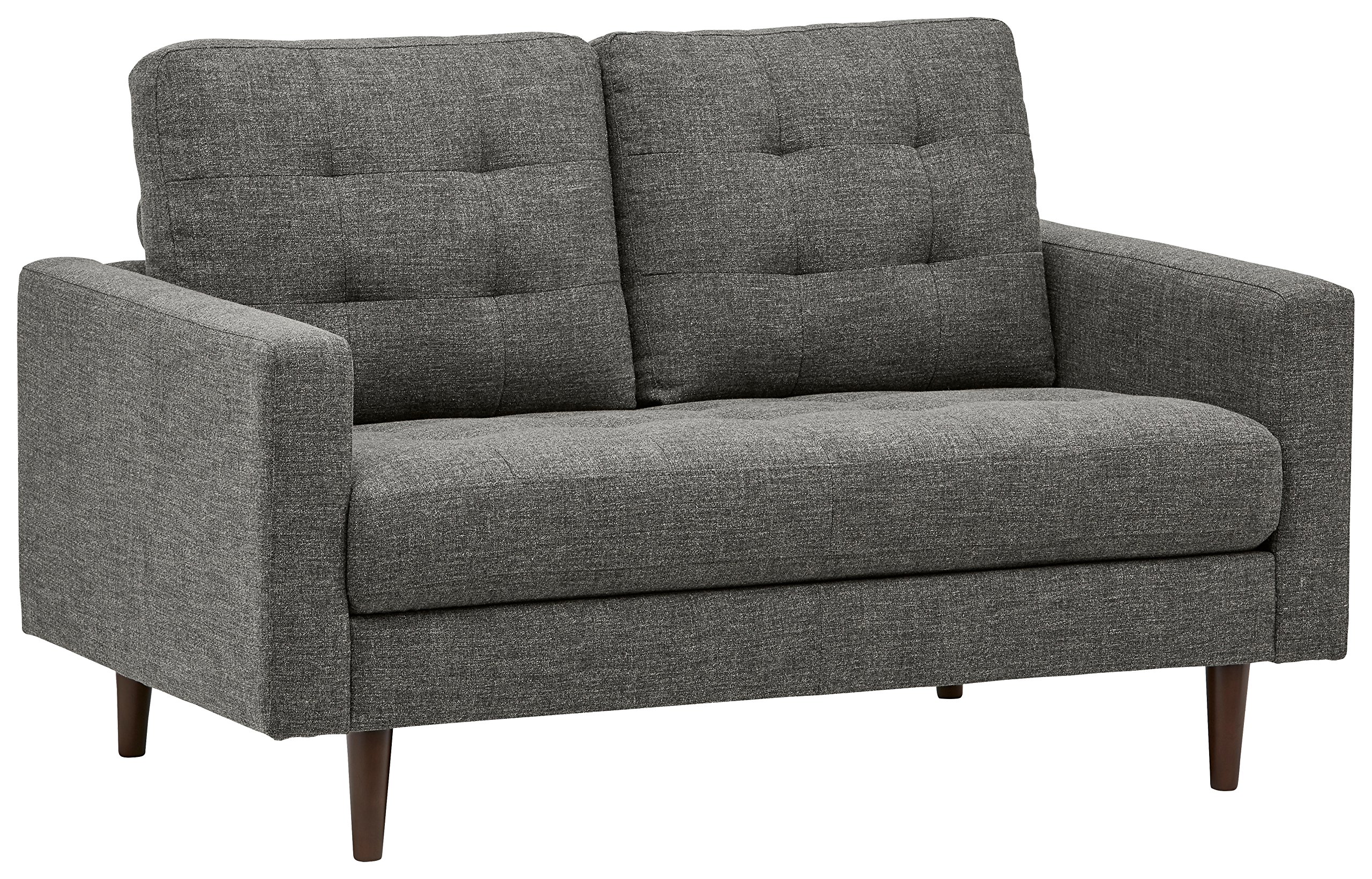 Amazon Brand – Rivet Cove Modern Tufted Loveseat with Tapered Legs, Mid-Century, 56"W, Dark Grey