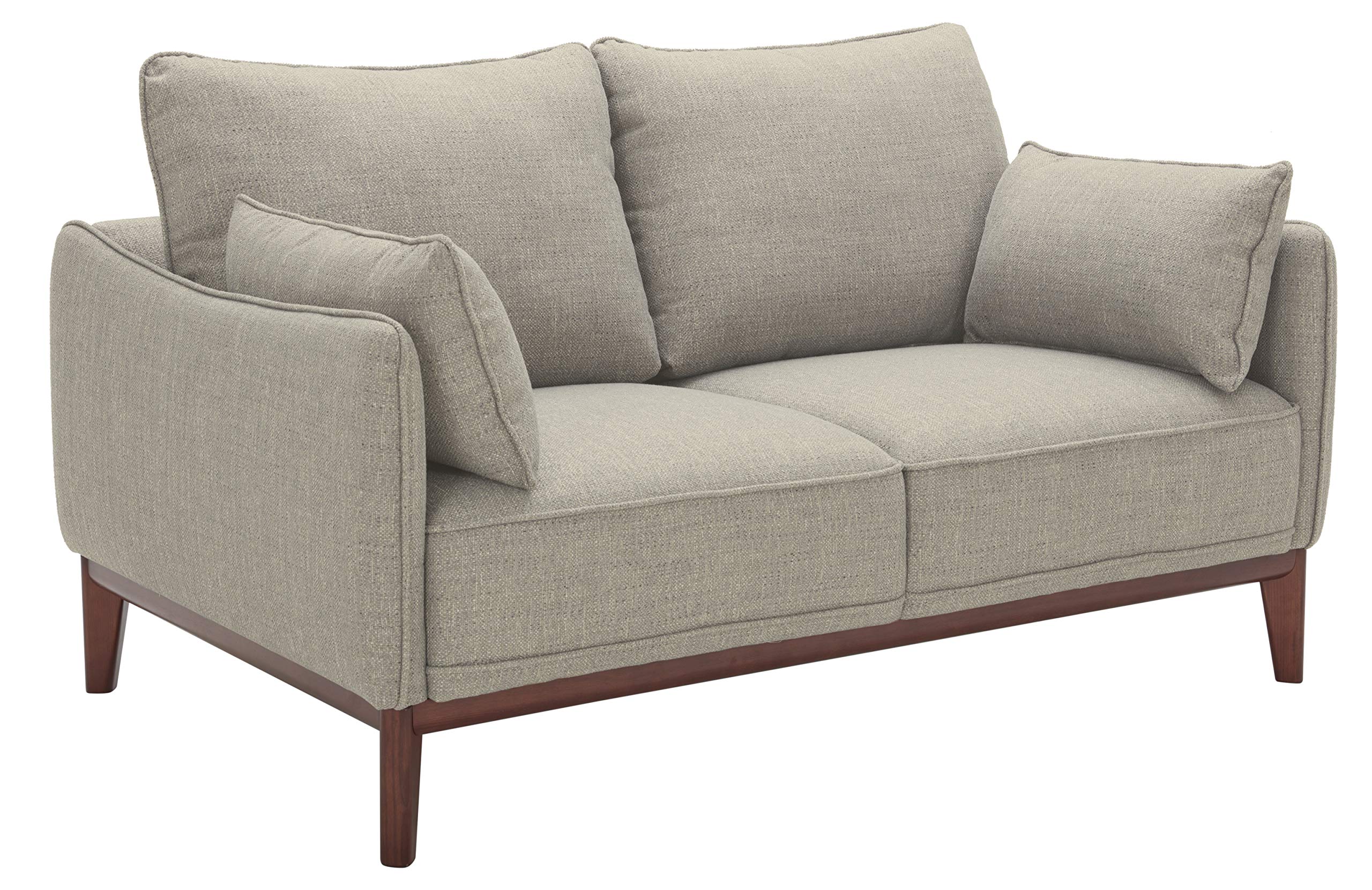 Amazon Brand – Stone & Beam Hillman Mid-Century Loveseat Sofa with Wood Base and Legs, 62"W, Ivory