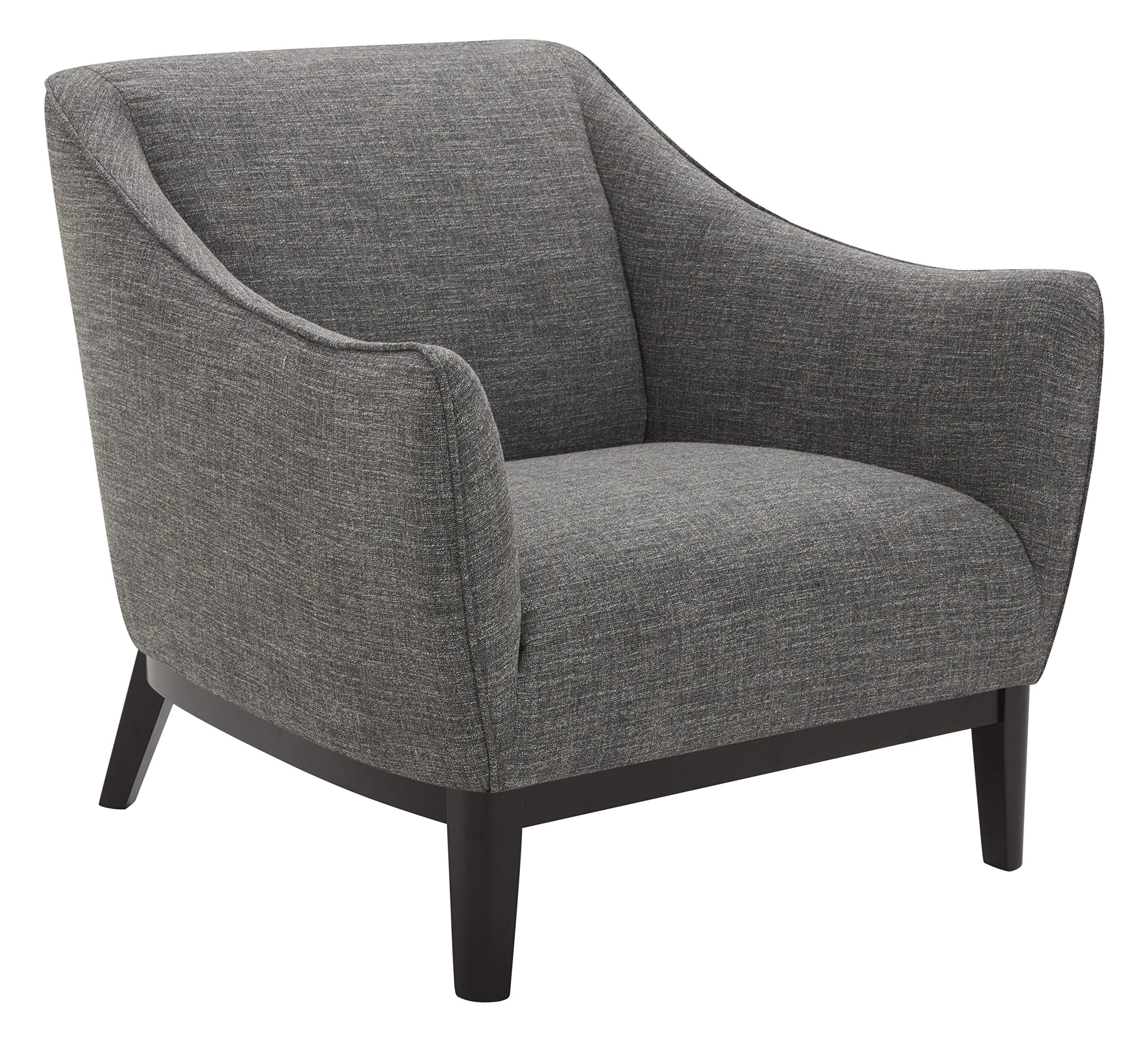 Amazon Brand – Rivet Bayard Contemporary Upholstered Living Room Chair with Curved Back and Armrests, 35.5"W, Dark Grey