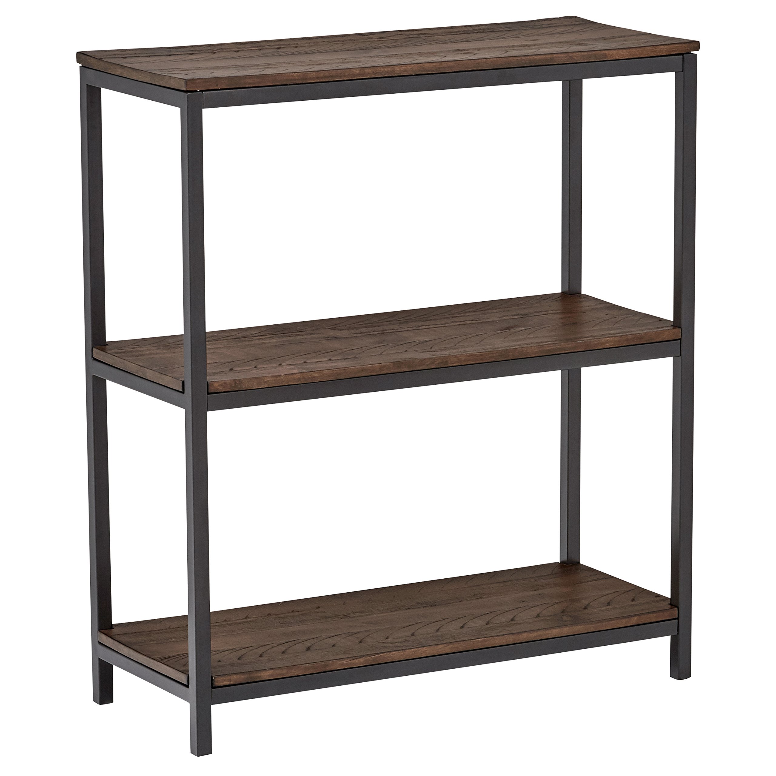 Amazon Brand – Stone & Beam Larson Industrial Wood and Metal 2-Shelf Bookcase, 39"H, Walnut