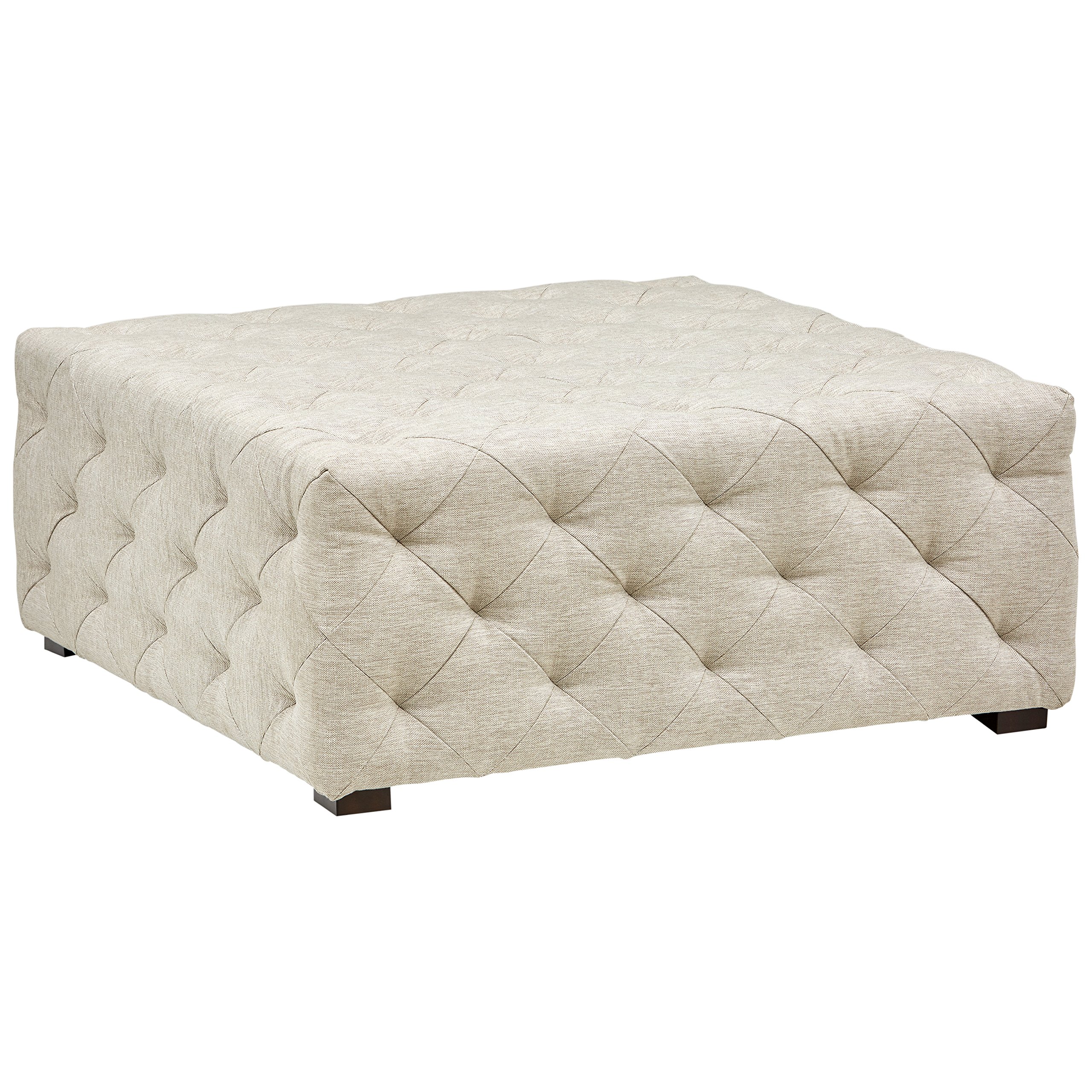 Amazon Brand – Stone & Beam Modern Tufted Ottoman, 40.5"W, Beige
