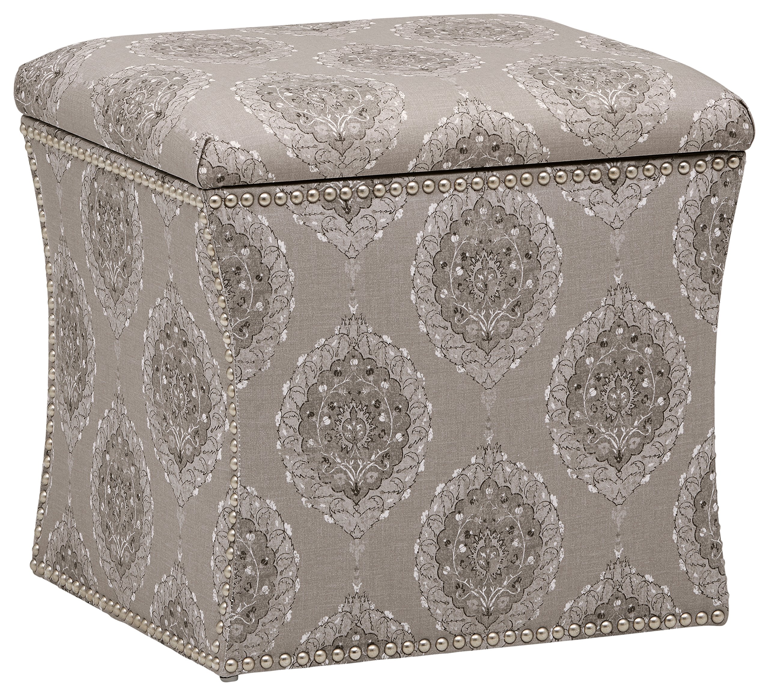 Amazon Brand – Stone & Beam Truve Modern Studded Ottoman, 19"W, Damask Grey