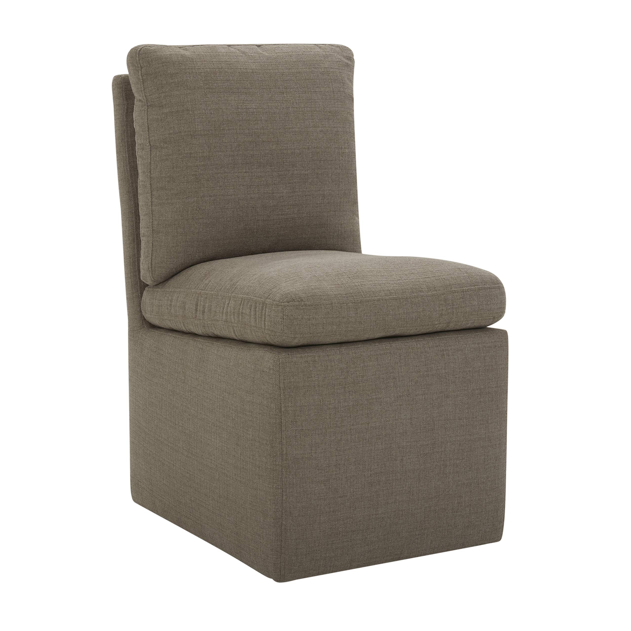 Amazon Brand – Stone & Beam Vivianne Modern Upholstered Armless Dining Chair with Casters, 19.7"W, Slate