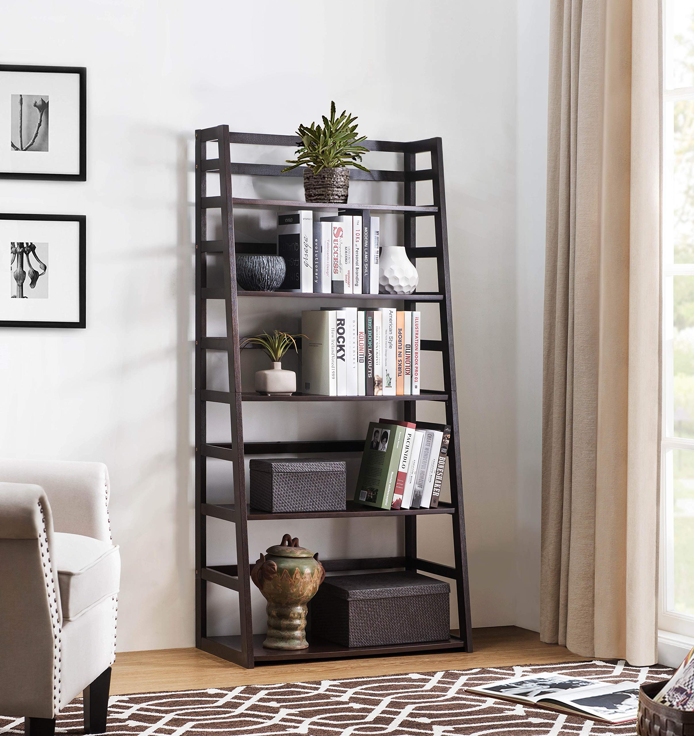 2L Lifestyle Hyder Wood Shelf Bookcase Tall, Brown